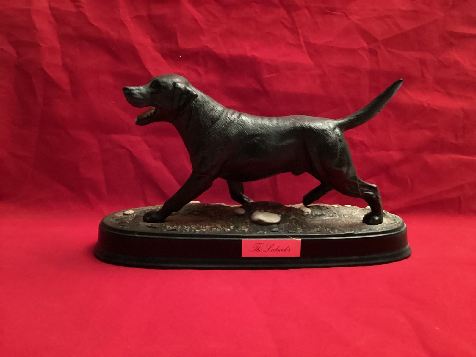 Royal Doulton Rare Large Walking Golden Labrador Mouth Open on Ceramic Plinth