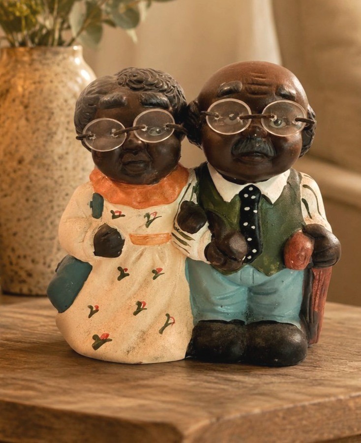 Vintage African American Elderly Couple Cute Old People Man Woman Figurine Vintage African American Elderly Couple Cute Old People Man Woman Figurine