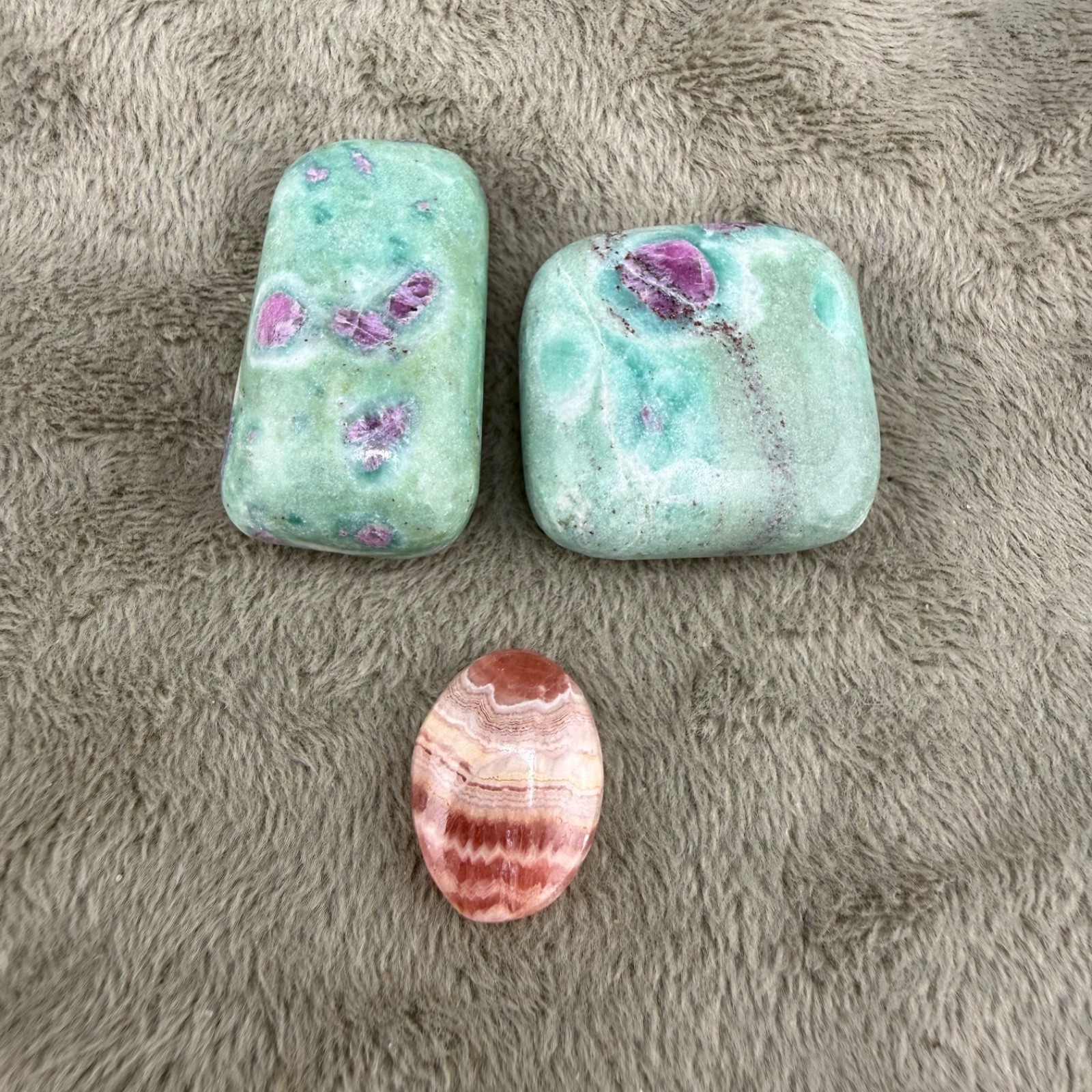 Vintage Polished Stone Lot Pink Green Blue Purple Tumbled Specimen Set