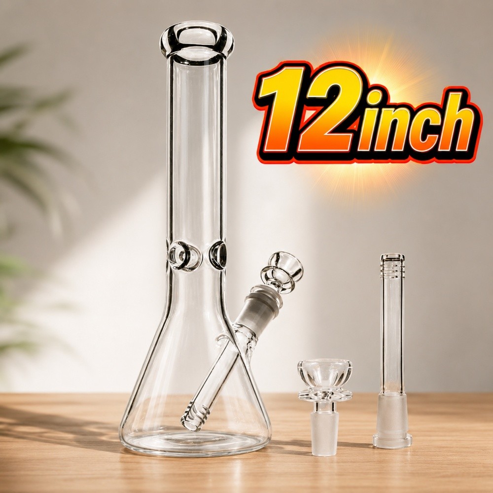 12 inch Heavy Glass Bong Water Pipe Smoking Bong Beaker + 14mm Bowl hookah US
