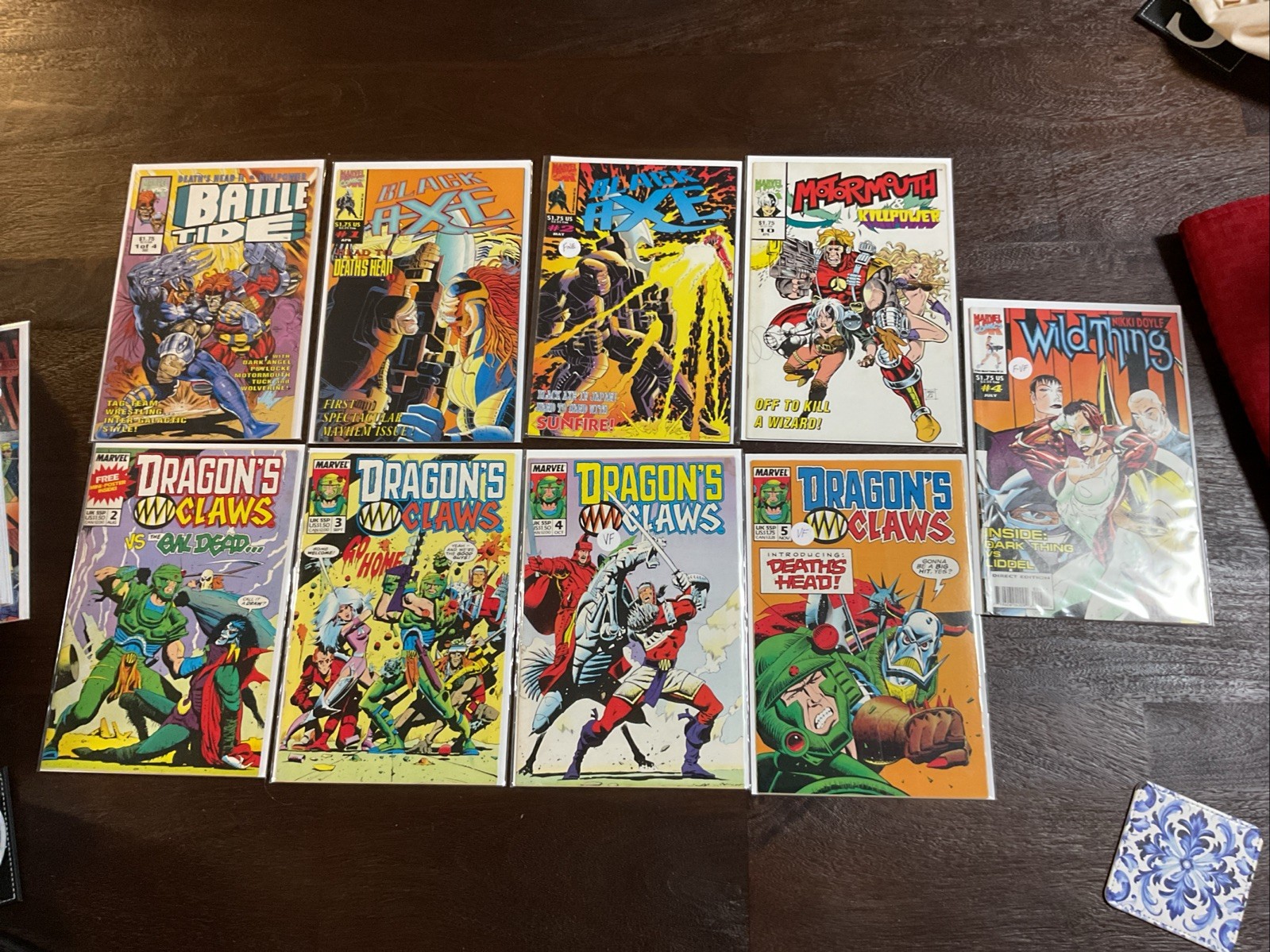 1988-93 Marvel UK Lot Of 9 VF-NM Black Axe 1,2 Battle Tide 1 Dragon’s Claws 2-5