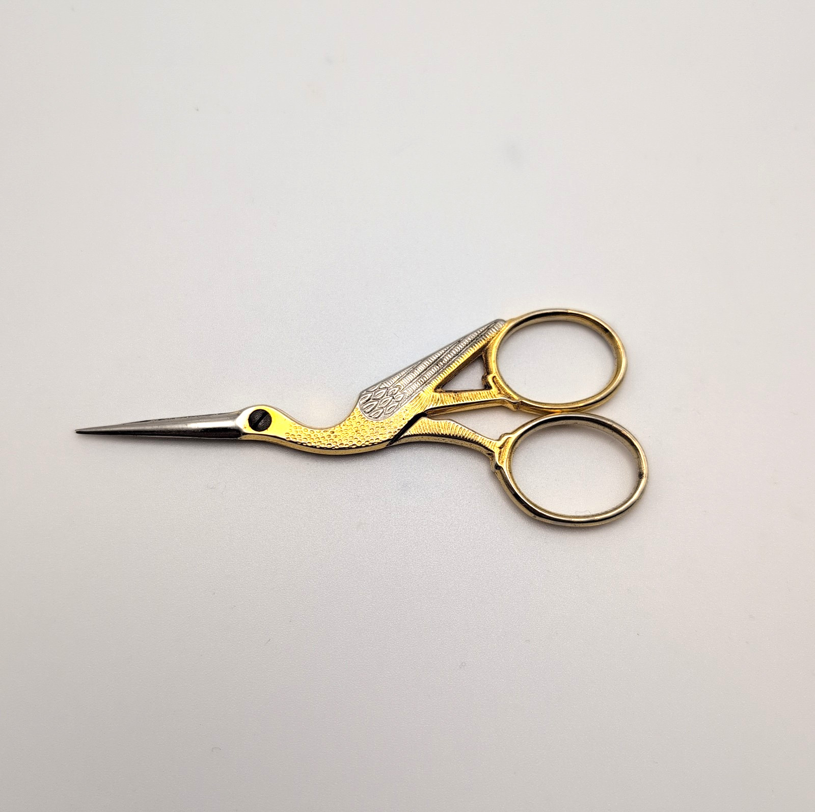 Solingen Germany Stork Embroidery Scissors Vintage Gold Tone Sewing