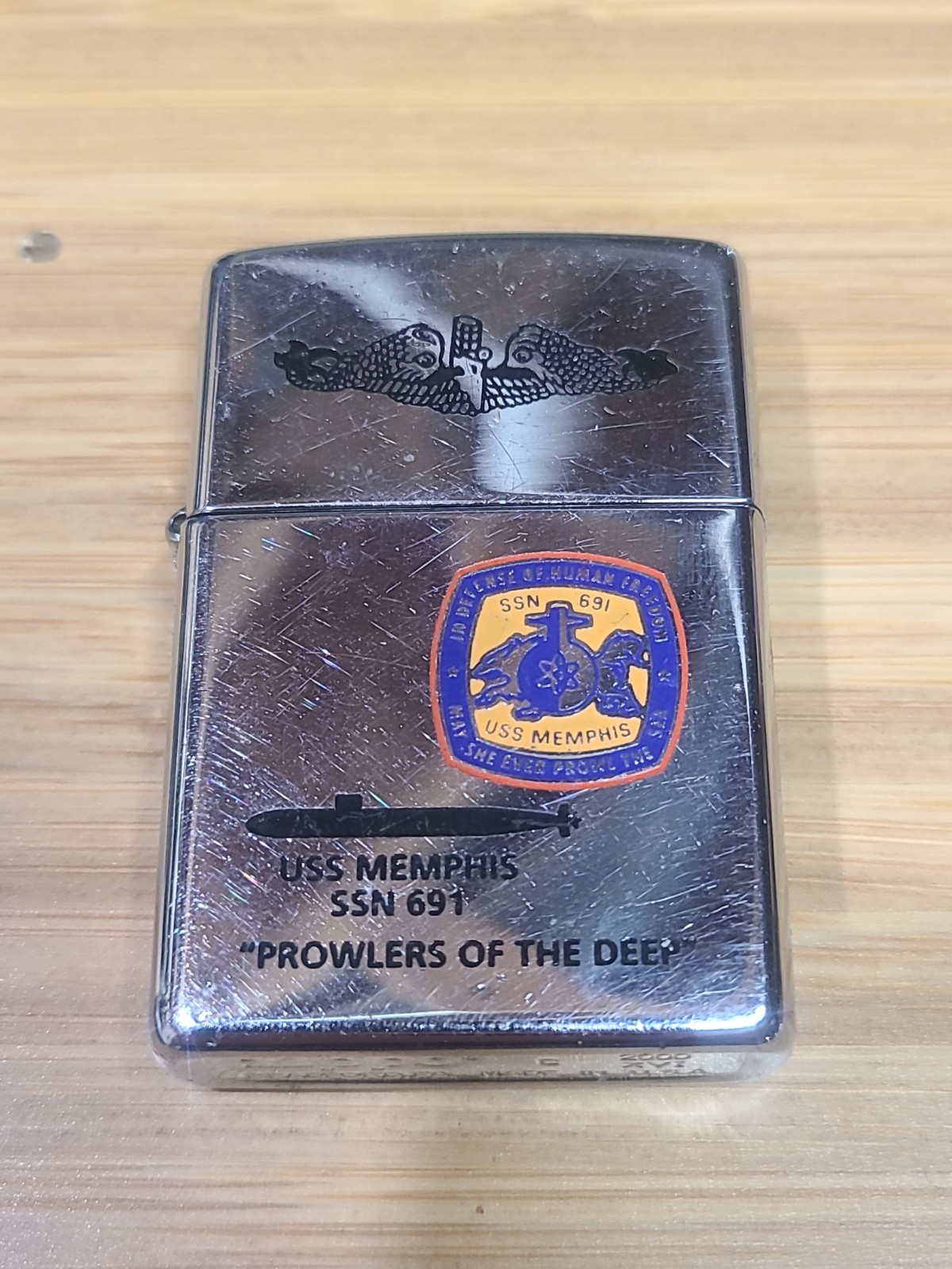 Vintage ZIPPO C XVI 2000 Lighter. USS Memphis SSN 691 Custom Engraving