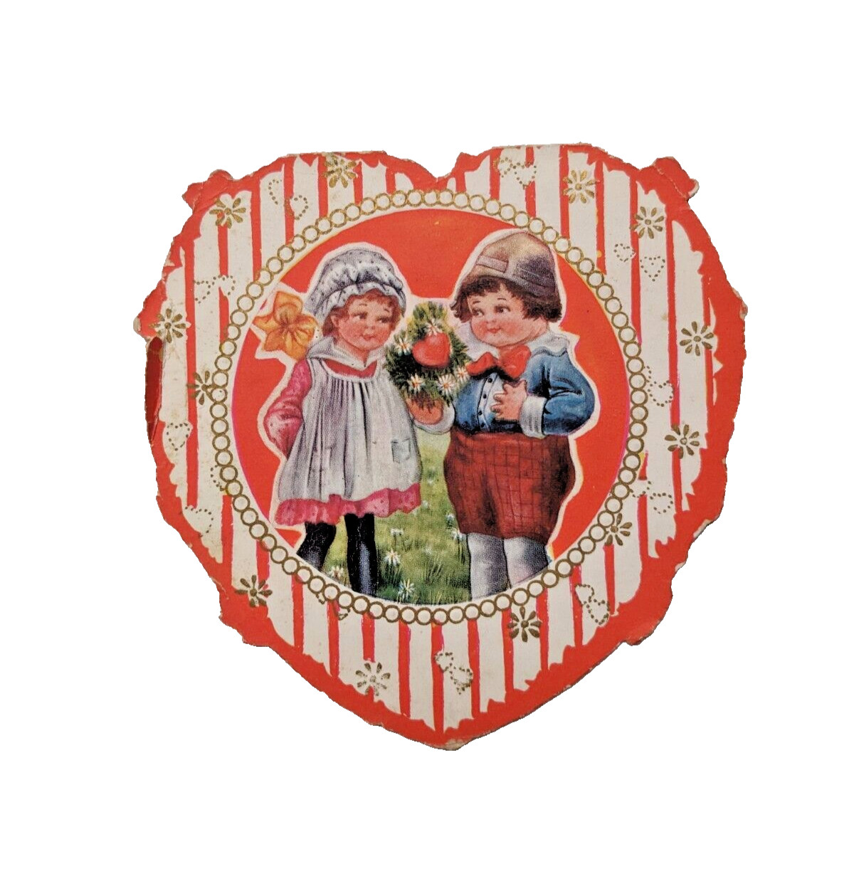 Antique 1920\'s Valentine\'s Day Card Die Cut Heart Little Boy & Girl Whitney Made Antique 1920\'s Valentine\'s Day Card Die Cut Heart Little Boy & Girl Whitney Made