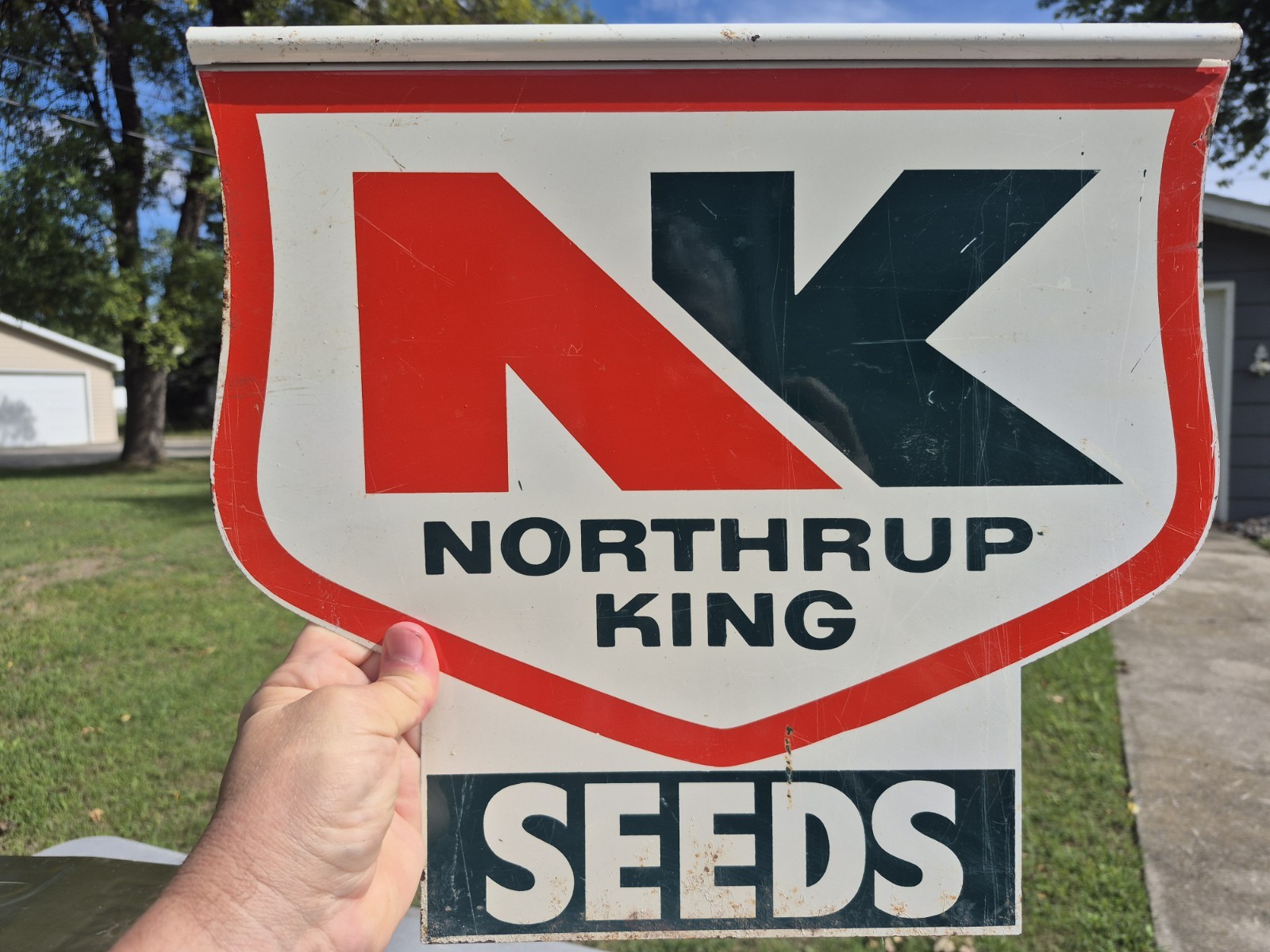 Vintage Advertising Metal Double Sided Spinner Sign NORTHRUP KING Seeds Corn