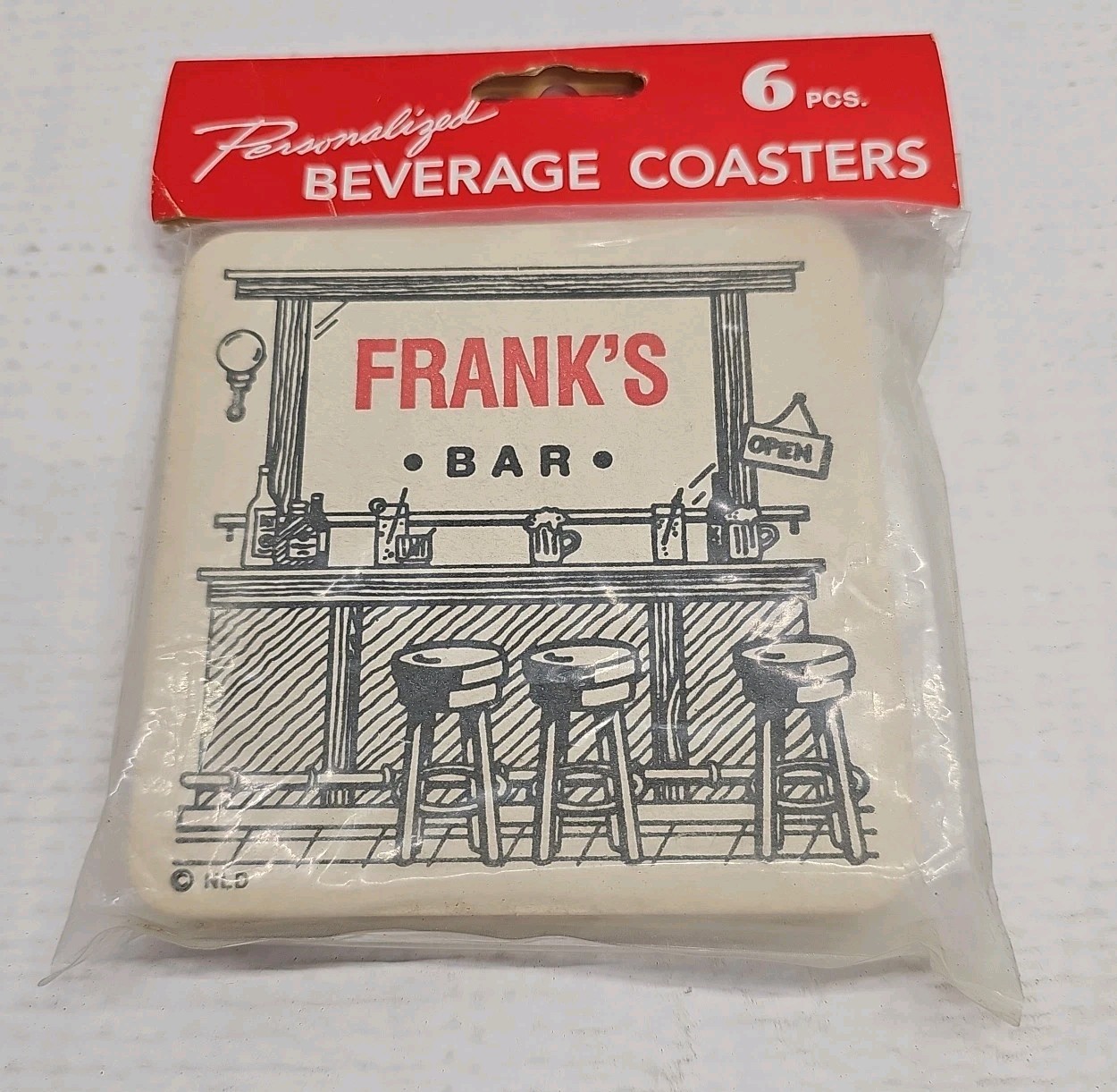 Personalized Beverage Coasters Frank\'s Bar Beer Drinks Pack of 6 New NOS Coaster