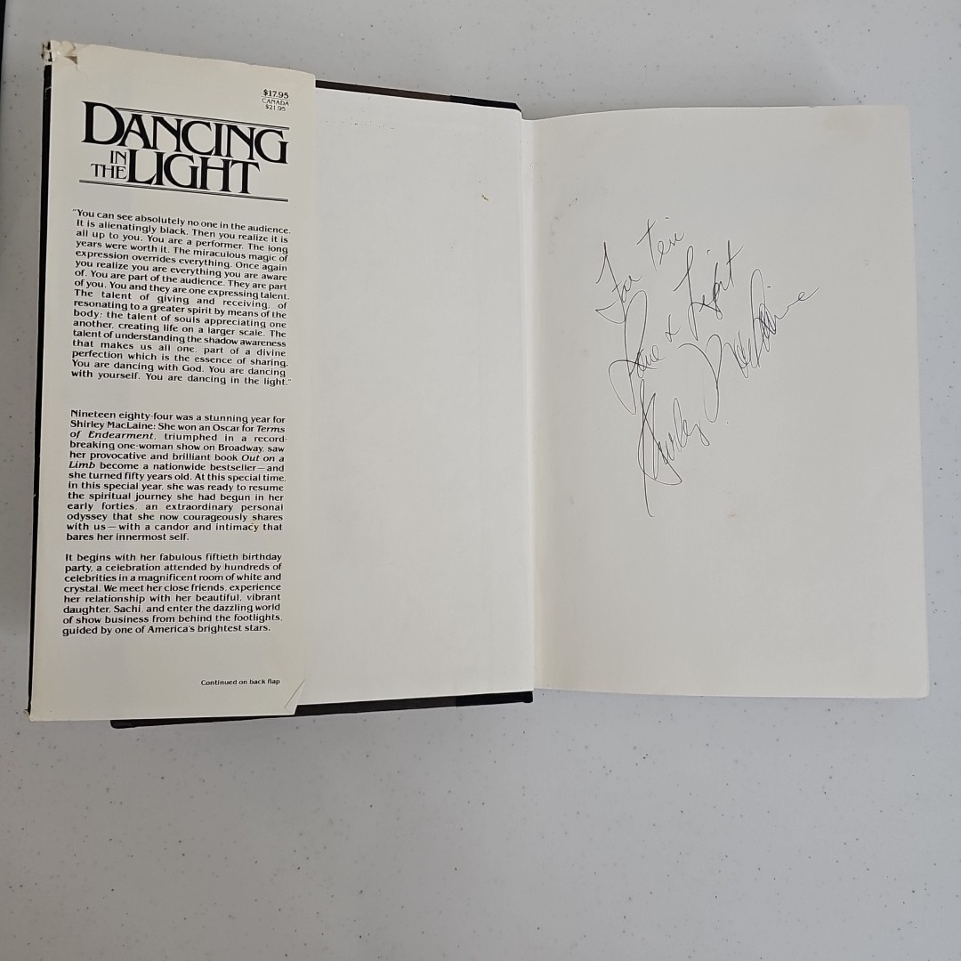 SIGNED Dancing in the Light Shirley MacLaine 1985 HC DJ Inscribed Love & Light