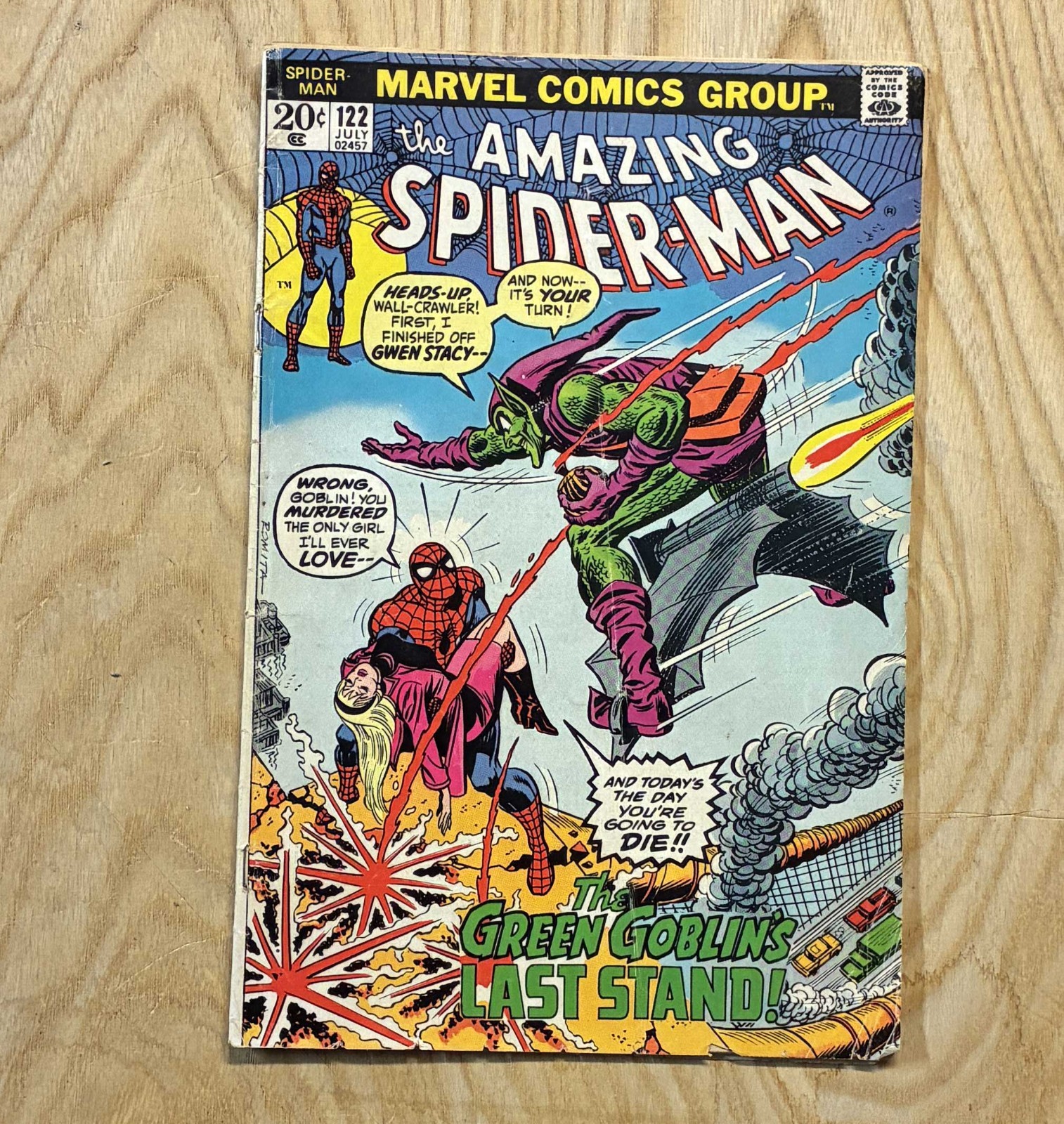 The Amazing Spider-Man #122 1973 Death of Green Goblin Very Good Plus The Amazing Spider-Man #122 1973 Death of Green Goblin Very Good Plus