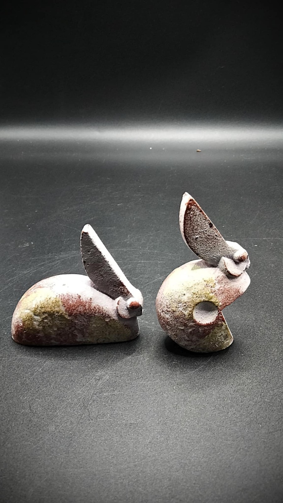 VTG Pair Japanese Sataro Saegusa Bronze Rabbits