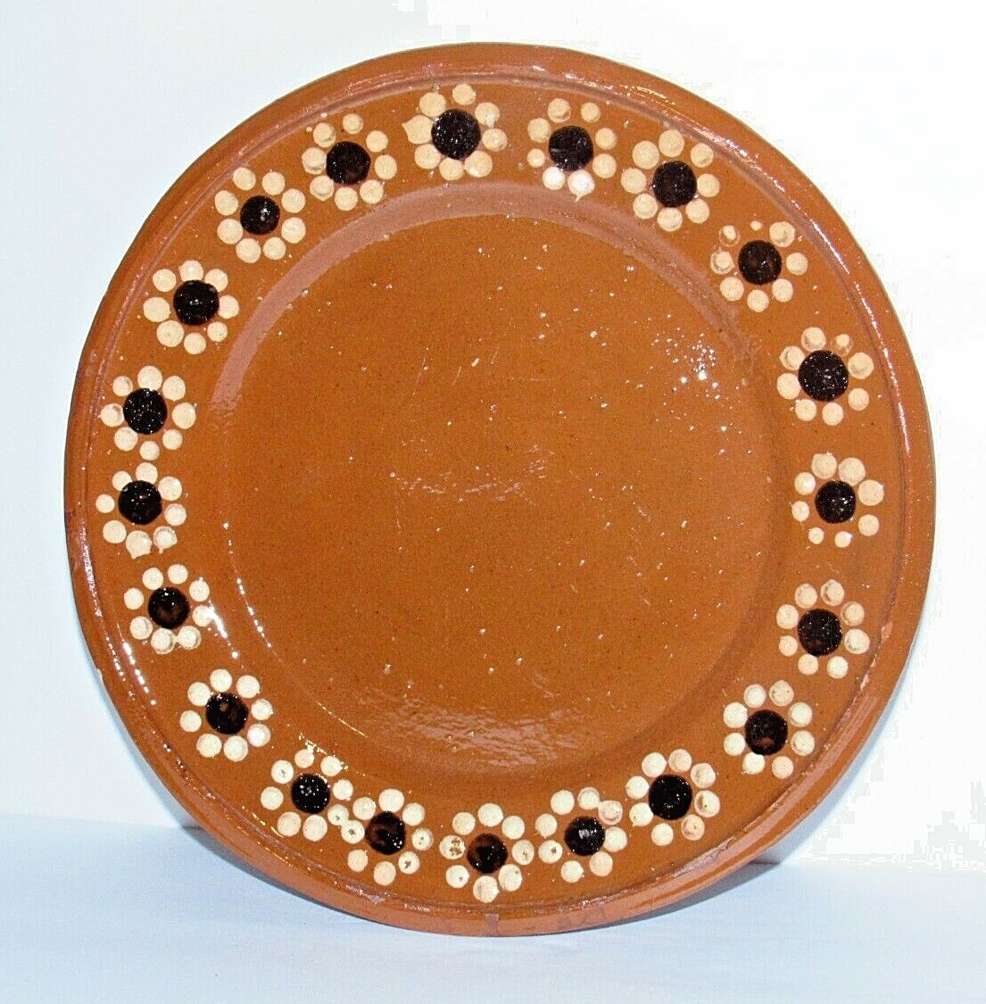 Mexican Redware Clay Dinner Plates Set of 4 - 10 1/2\
