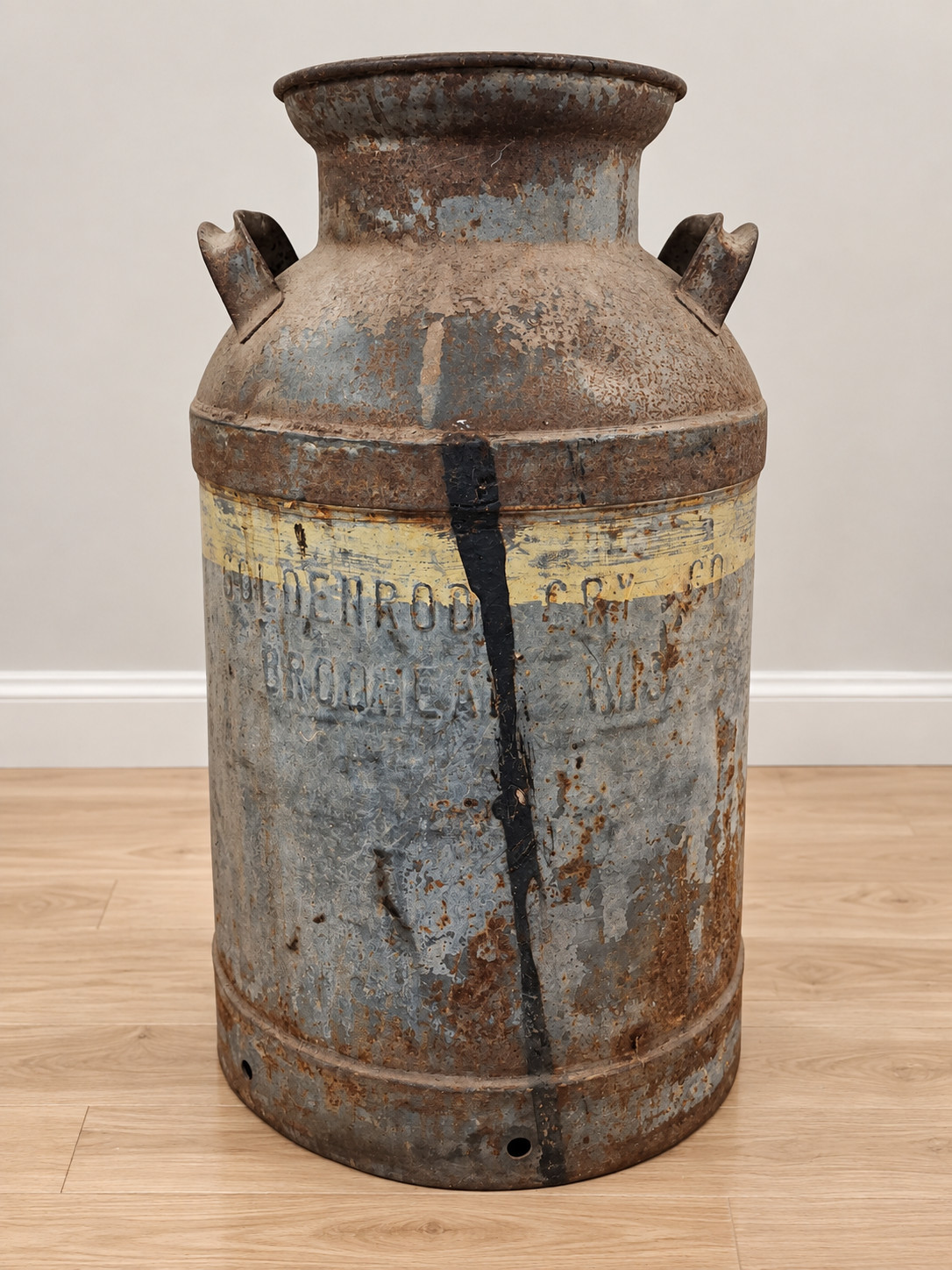 Goldenrod Creamery Brodhead Wisconsin Dairy Milk Can Farm Advertising Primitive