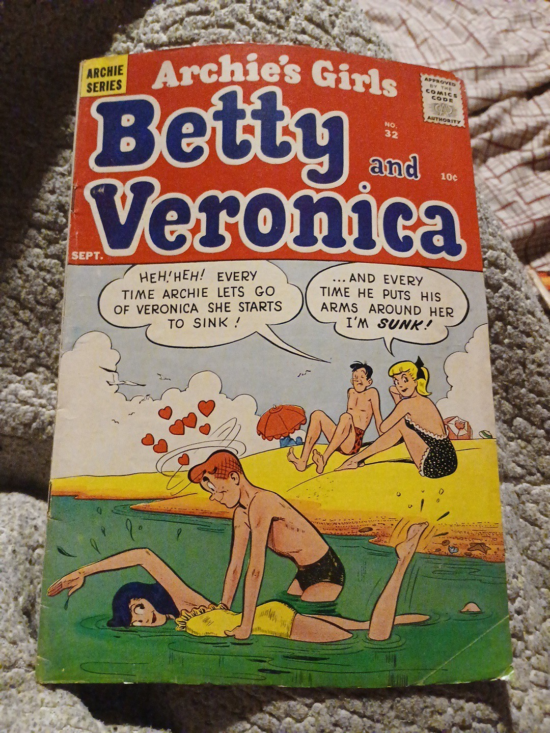 Archie's Girls Betty and Veronica #32 Archie Comics 1957 Bathing Suit Cover Archie's Girls Betty and Veronica #32 Archie Comics 1957 Bathing Suit Cover