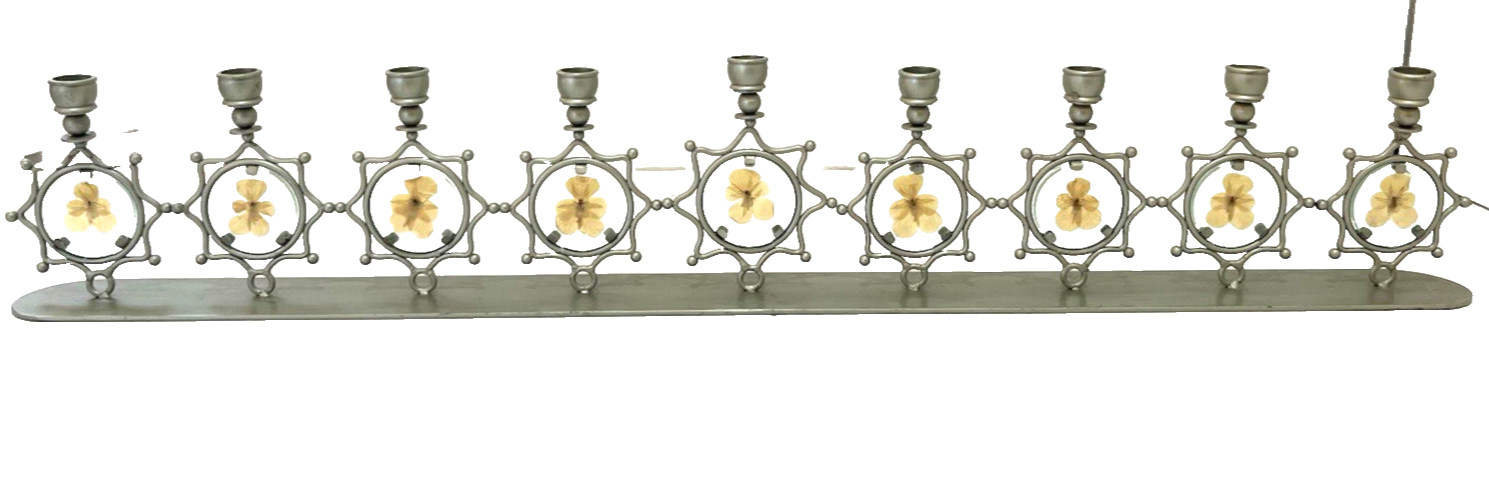 Vg Jewish Pressed Flowers Hanukkah Menorah From Jerusalem Israel Judaica Judaism