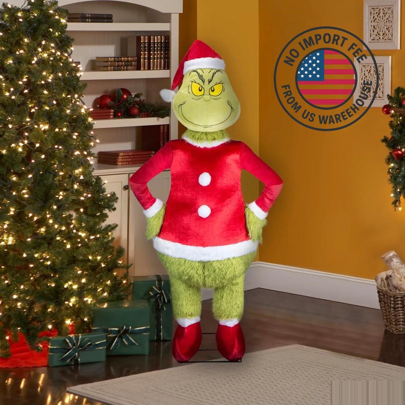 Gemmy 6 ft Life-Size Animated Fuzzy Grinch Singing & Dancing Christmas Decor
