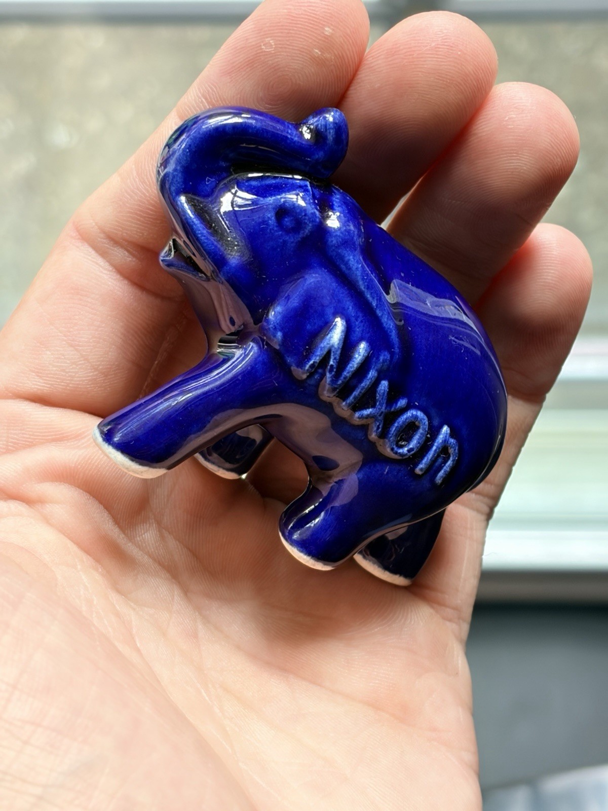 Morton Pottery Richard Nixon G.O.P Cobalt Ceramic Elephant 1960s Political Promo