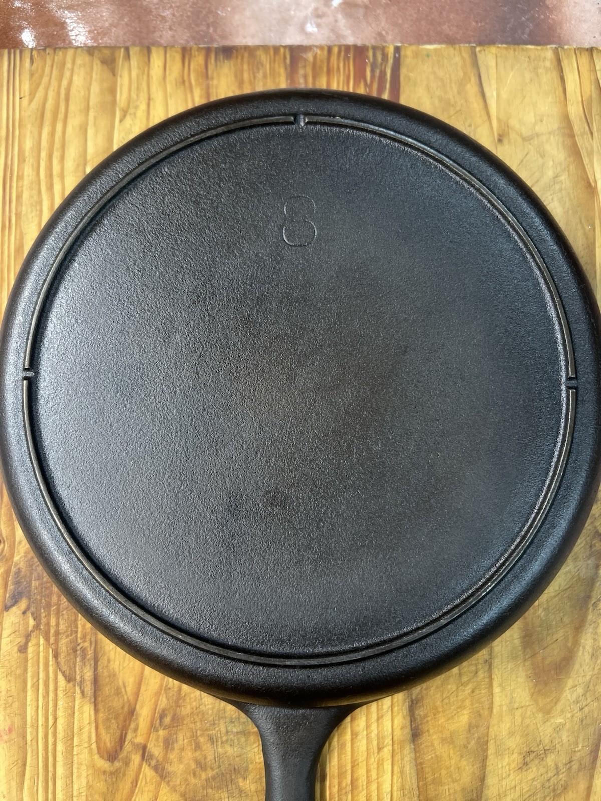 Lodge No.8 Skillet 3 Notch Vintage 1940-1950 Fully Restored Cast Iron Sits Flat