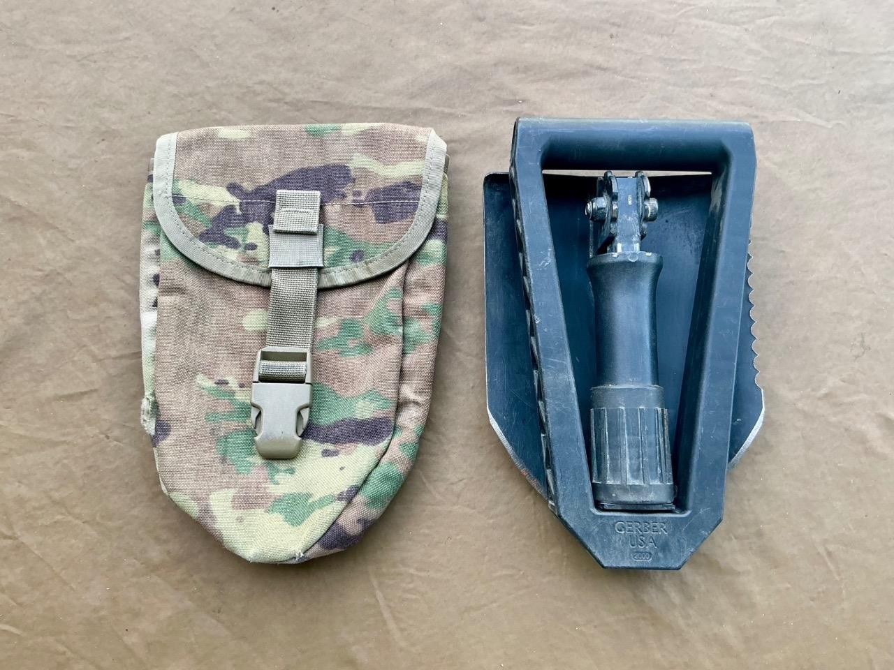 Army Military Surplus Gerber Entrenching E Tool Shovel & Multicam OEF-CP Pouch