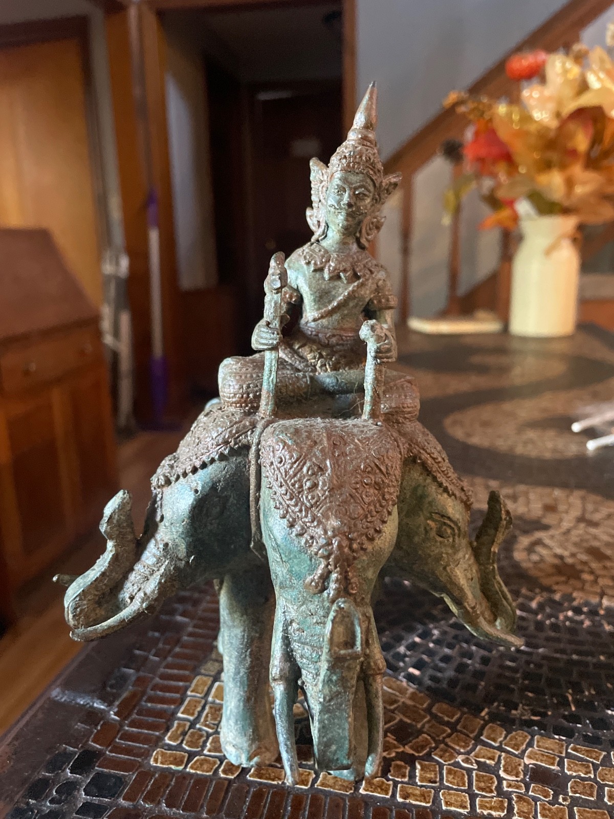 vintage Southeast Asian cast metal or bronze sculpture of the Hindu and Buddhist