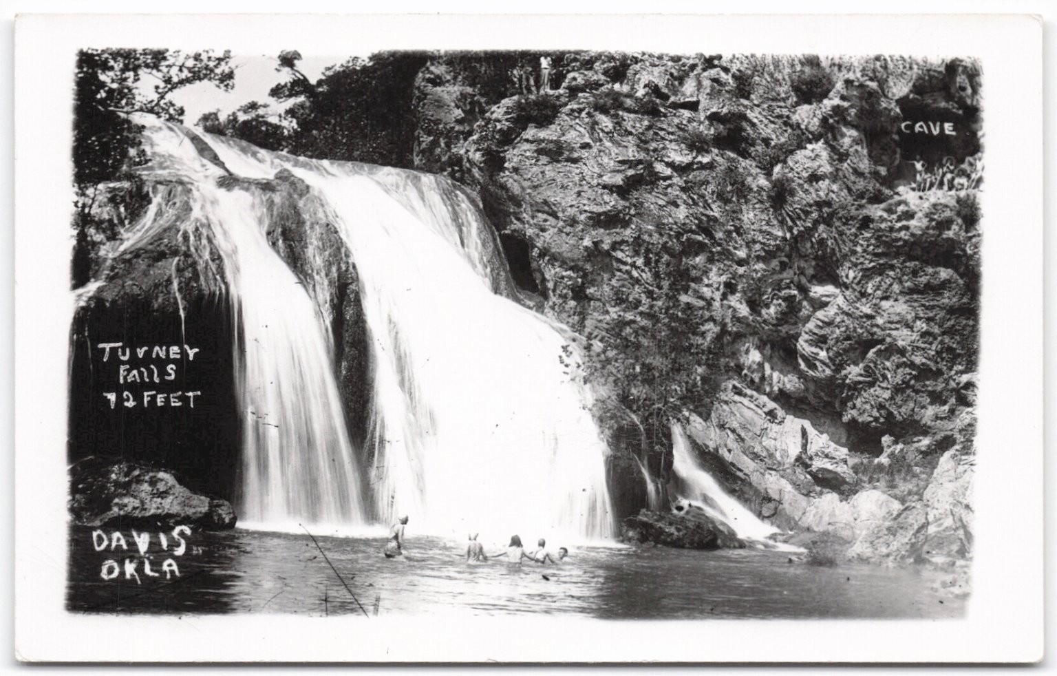 Turner Falls Davis OK RPPC Vintage Real Photo Postcard Cave Swimmers 72 Feet Turner Falls Davis OK RPPC Vintage Real Photo Postcard Cave Swimmers 72 Feet