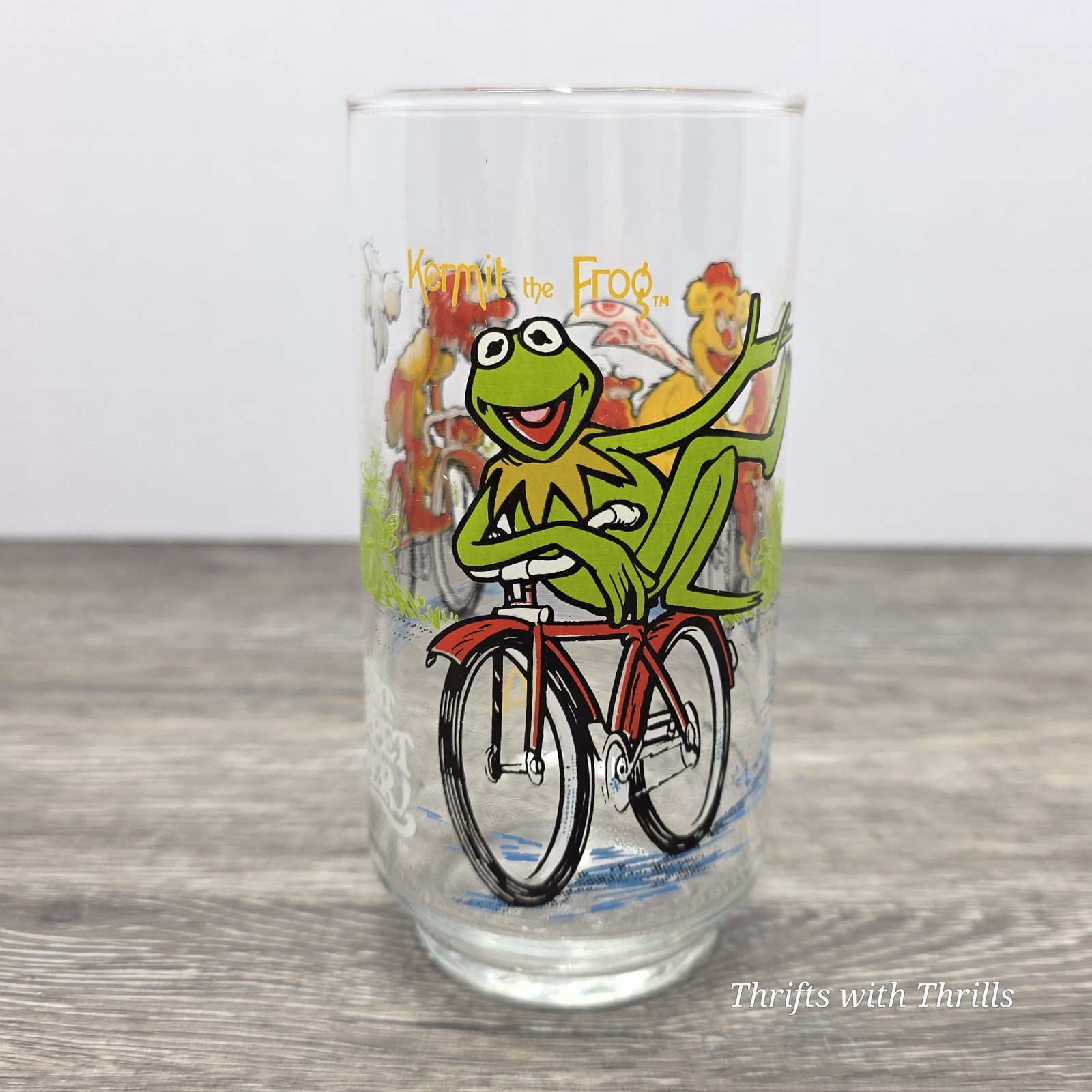 Vinatge 1981 McDonalds Drinking Glass Kermit On A Bicycle Vinatge 1981 McDonalds Drinking Glass Kermit On A Bicycle