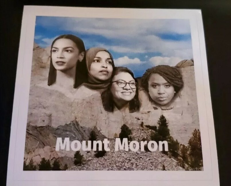 JIHAD SQUAD Mt. Rushmore Funny Political Sticker AOC A.O.C. Mount Moron 