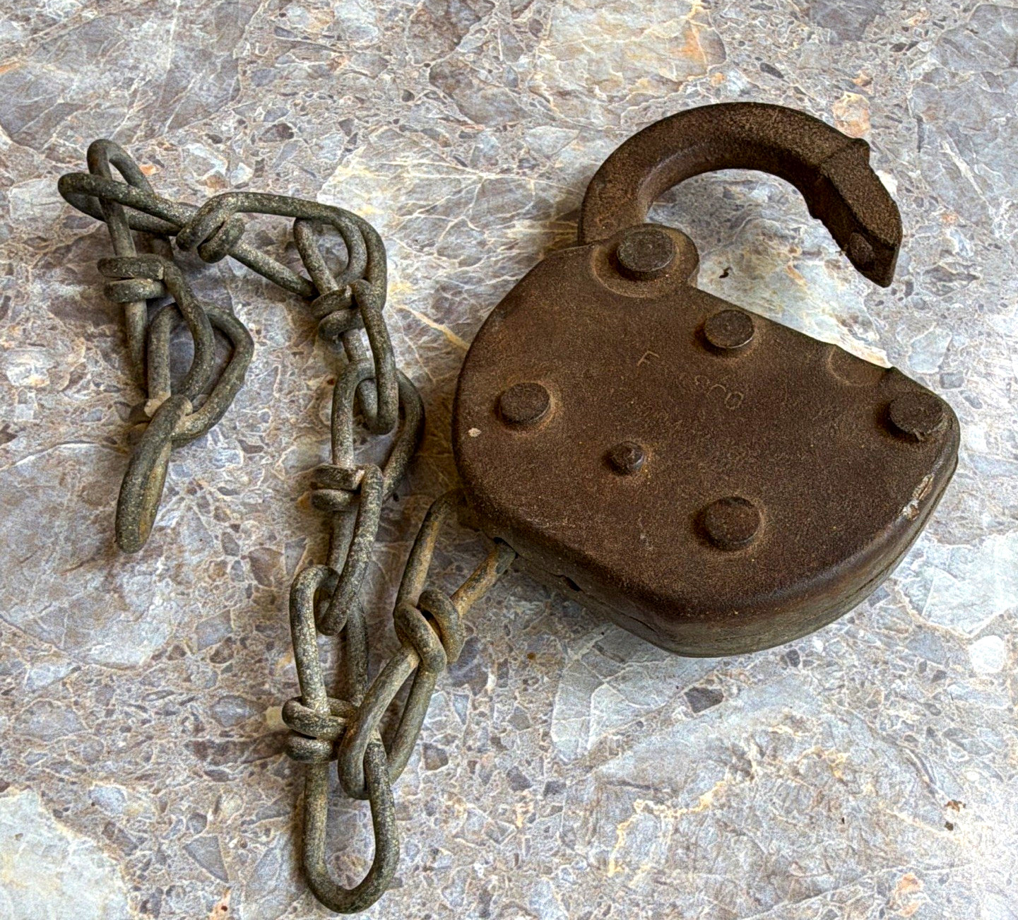 Adlake Antique Vintage Padlock with Chain NO KEY