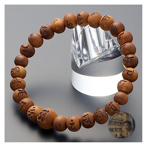Takita Shoten Indian Sandalwood Buddhist Bead Bracelet 8mm with Komyo Shingon
