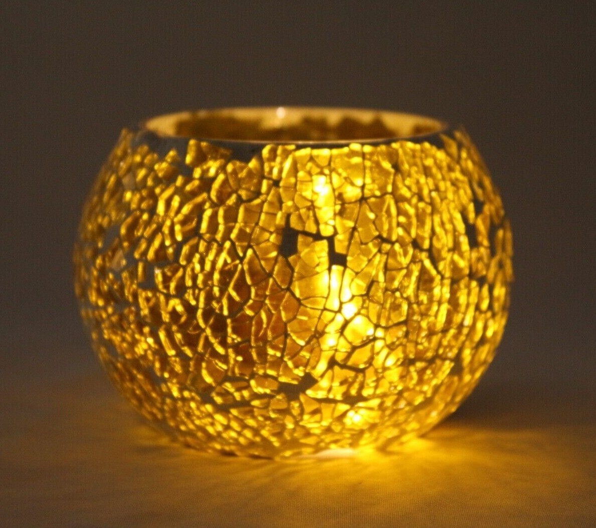 Handmade Yellow Glass Tea Light Holder Bowl | Exquisite Collectible Home Decor