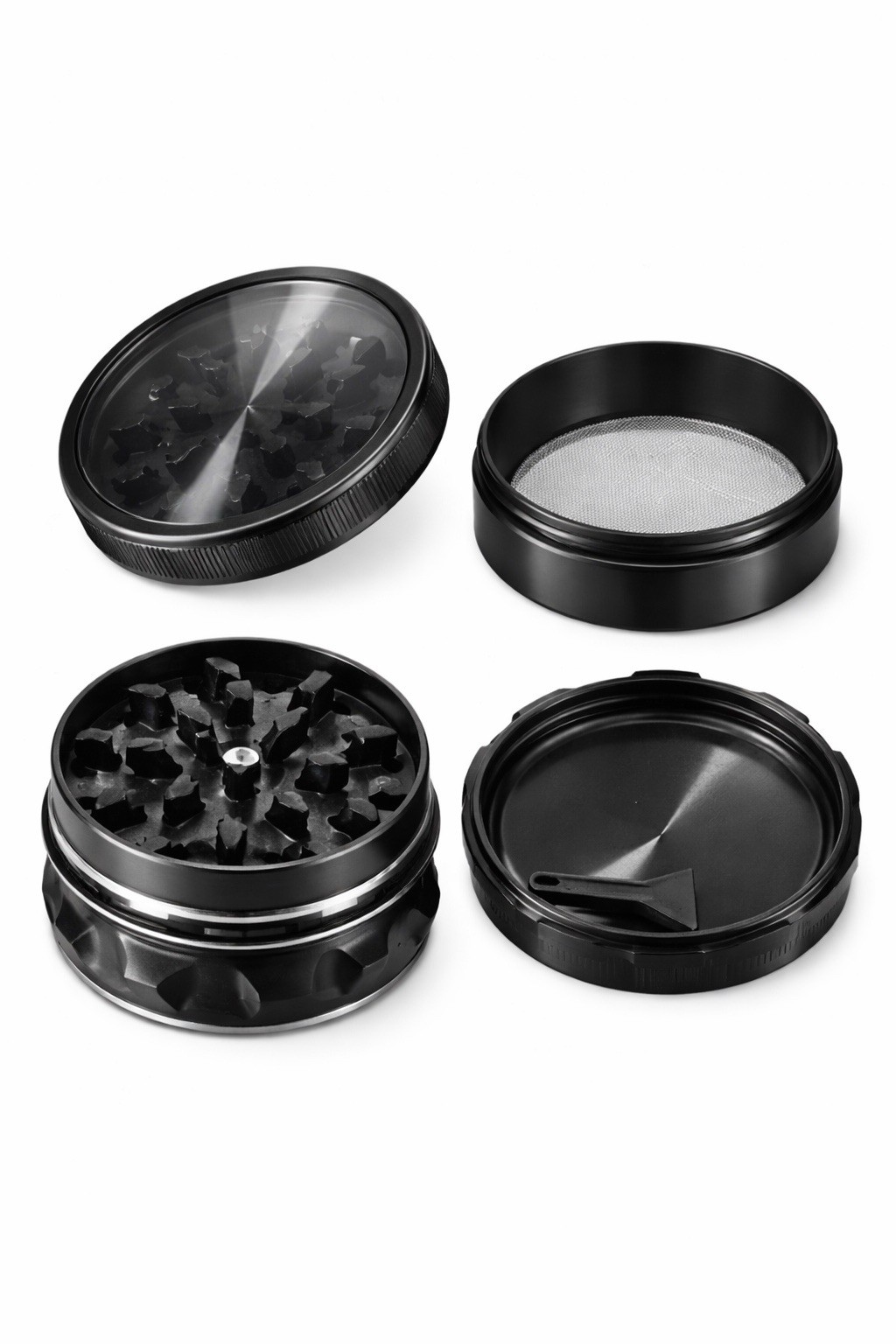 3 boxes 4-Piece Aluminum Herb Grinder 2.5” Spice Crusher with Mesh Screen Black