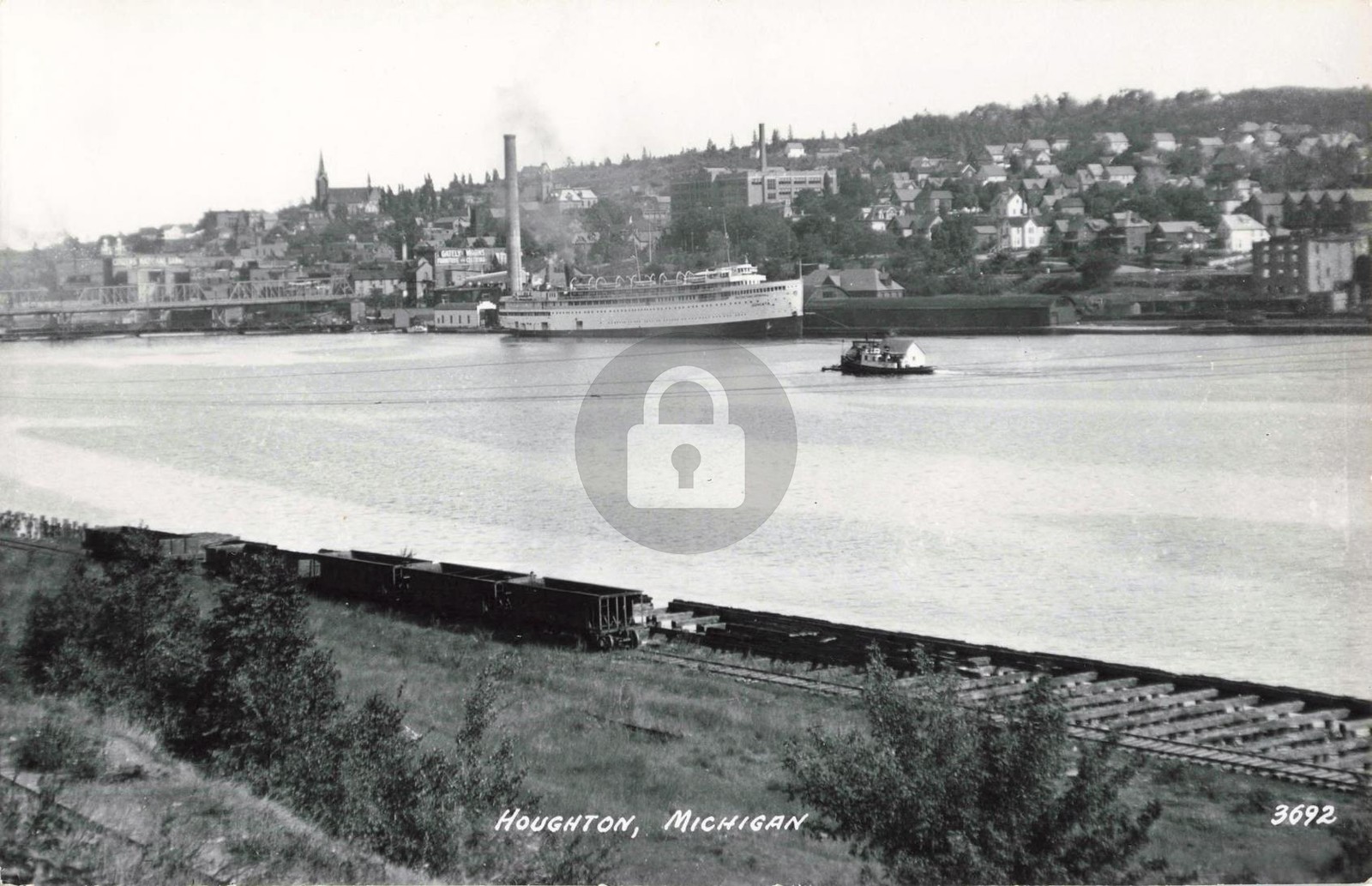 Railroad Houghton, Michigan MI Michigan RPPC Photo Postcard COPY