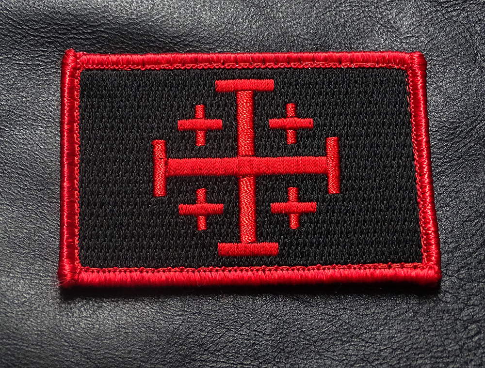 JERUSALEM CROSS INFIDEL CRUSADER EMBROIDERED HOOK PATCH 