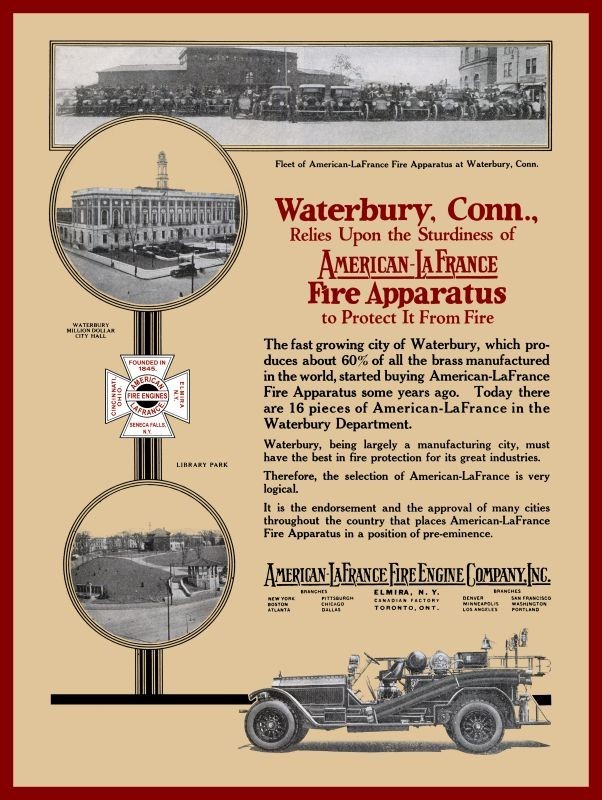 1925 American LaFrance Fire Trucks, Waterbury CT FD NEW METAL SIGN: 12x16\ 1925 American LaFrance Fire Trucks, Waterbury CT FD NEW METAL SIGN: 12x16\