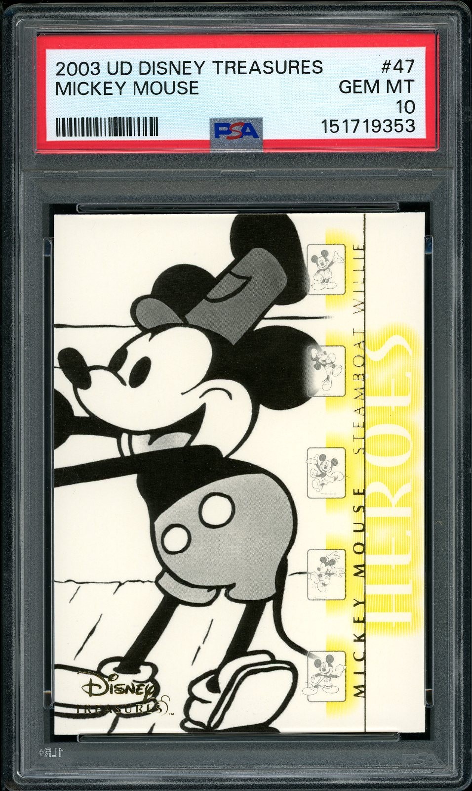 2003 UD 1st Appearance Disney Treasures Mickey Mouse Steamboat Willie PSA 10 2003 UD 1st Appearance Disney Treasures Mickey Mouse Steamboat Willie PSA 10