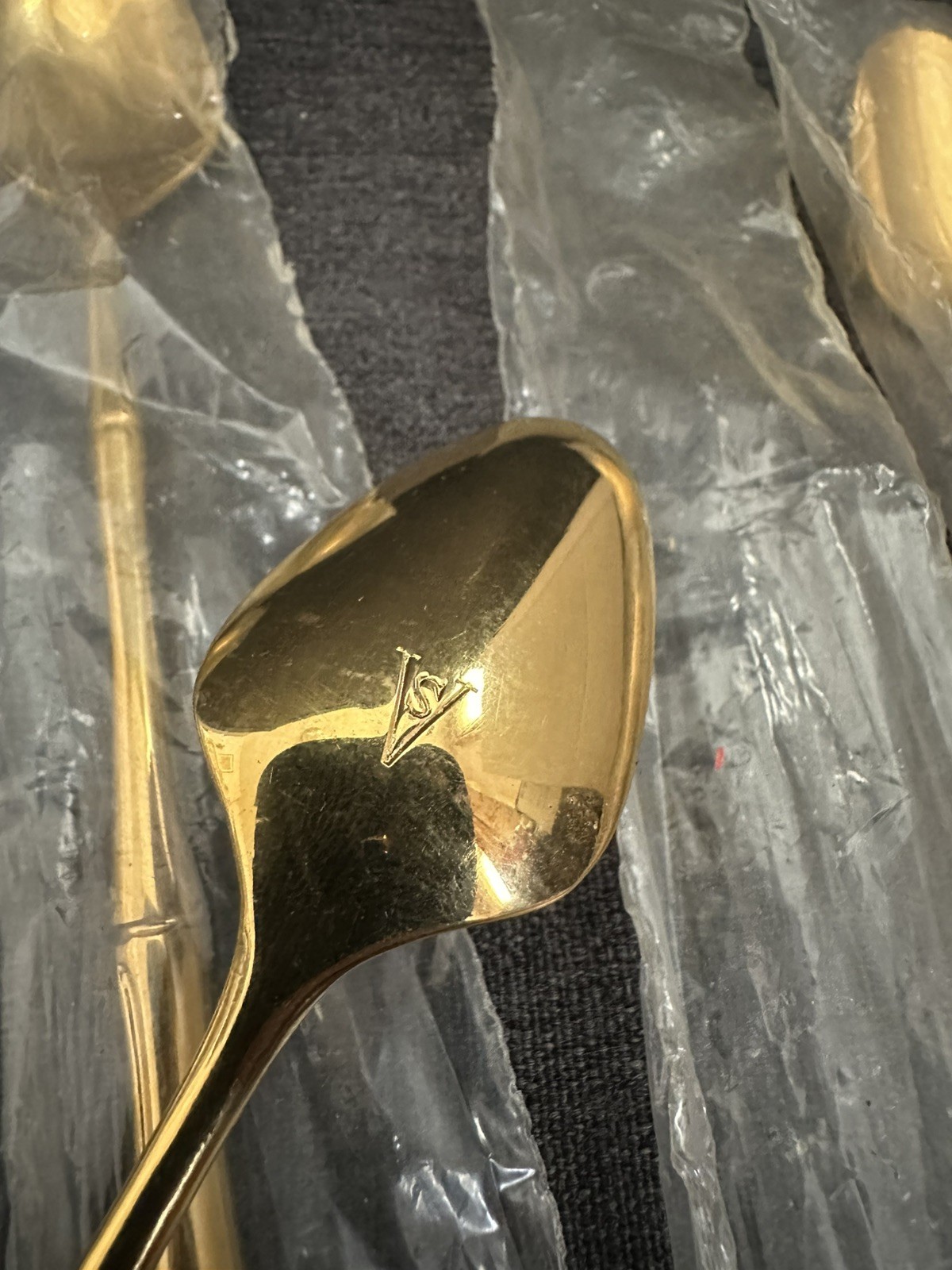 Vintage Viners Sheffield Gold Cane Bamboo 23K Gold Plate Spoons Set of 4 NOS Vintage Viners Sheffield Gold Cane Bamboo 23K Gold Plate Spoons Set of 4 NOS