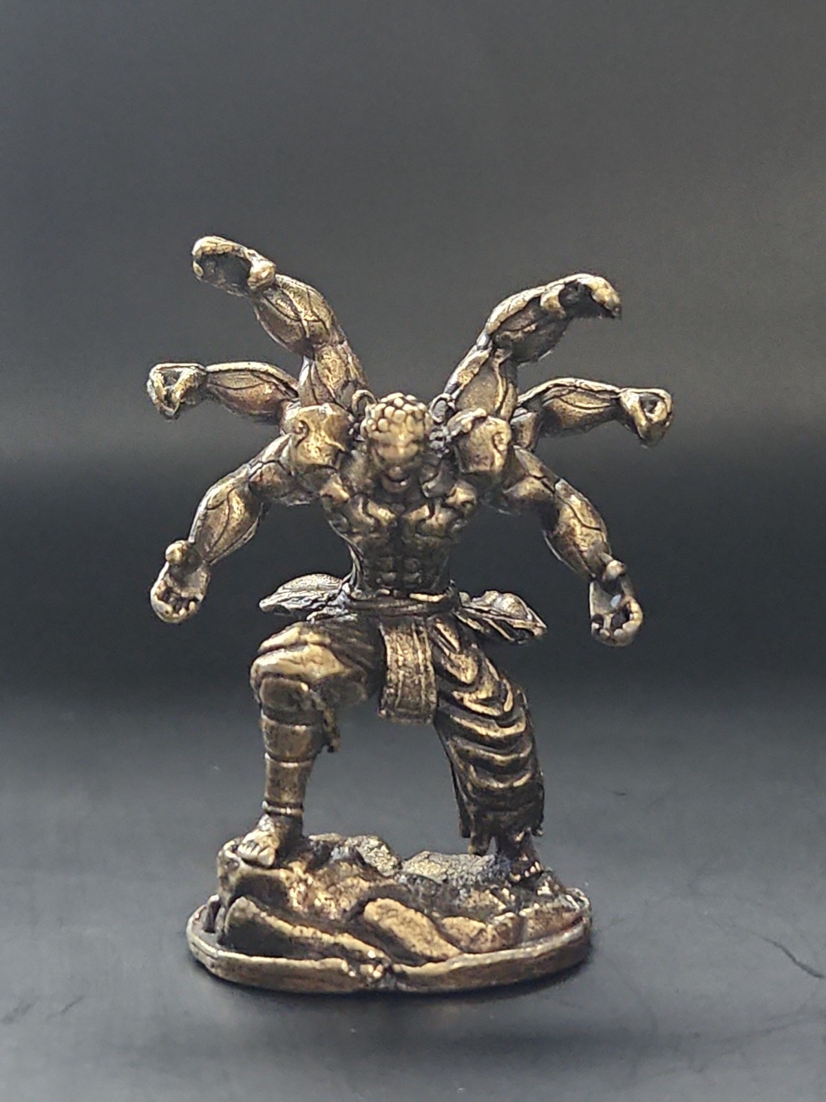 Solid Brass Six Arms Warrior Miniature Figure, Heavy and Sturdy 