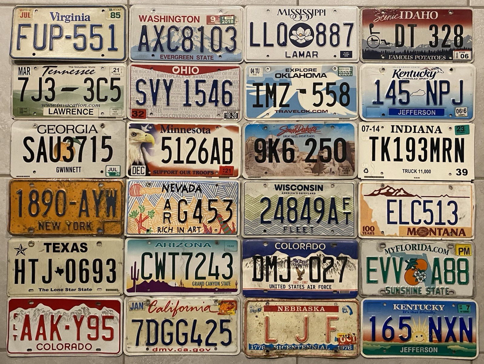 1976-2022 Lot of 24 License plates, Bulk, Mixed States, Craft/Collect