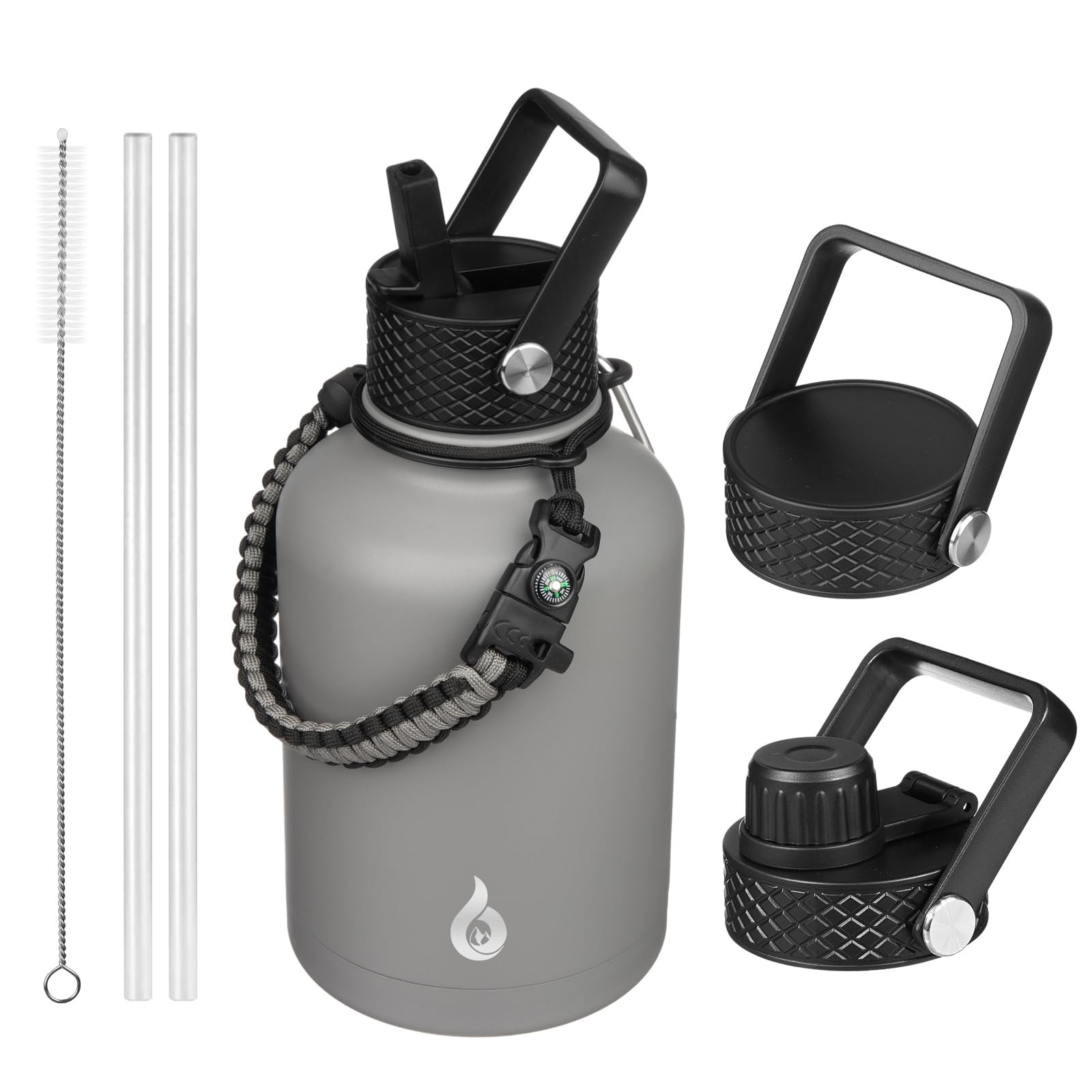BJPKPK 50oz Large Insulated Water Bottle, Stainless Steel 50 Ounces, Gray BJPKPK 50oz Large Insulated Water Bottle, Stainless Steel 50 Ounces, Gray