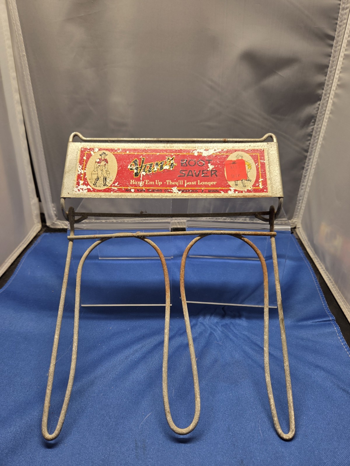 VINTAGE SIGN VAN'S BOOT SAVER METAL ADVERTISING RACK w/NICE GRAPHICS VINTAGE SIGN VAN'S BOOT SAVER METAL ADVERTISING RACK w/NICE GRAPHICS