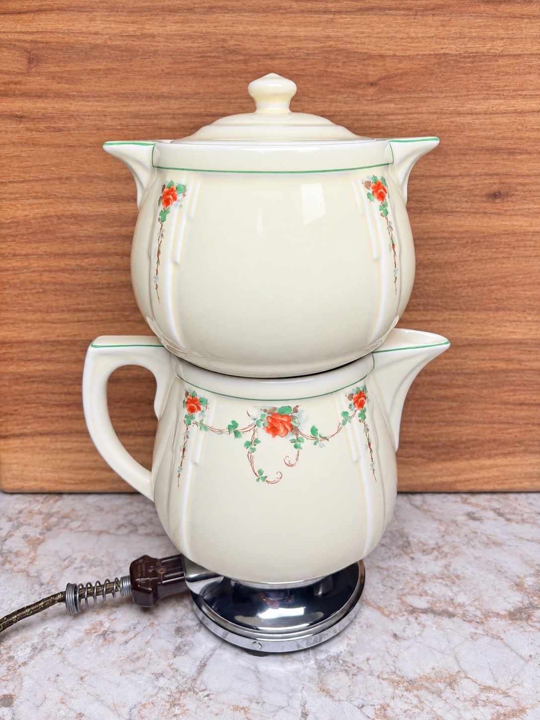 Antique Royal Rochester Electrodrip 0996-A Porcelain Coffee Maker Tested Heats