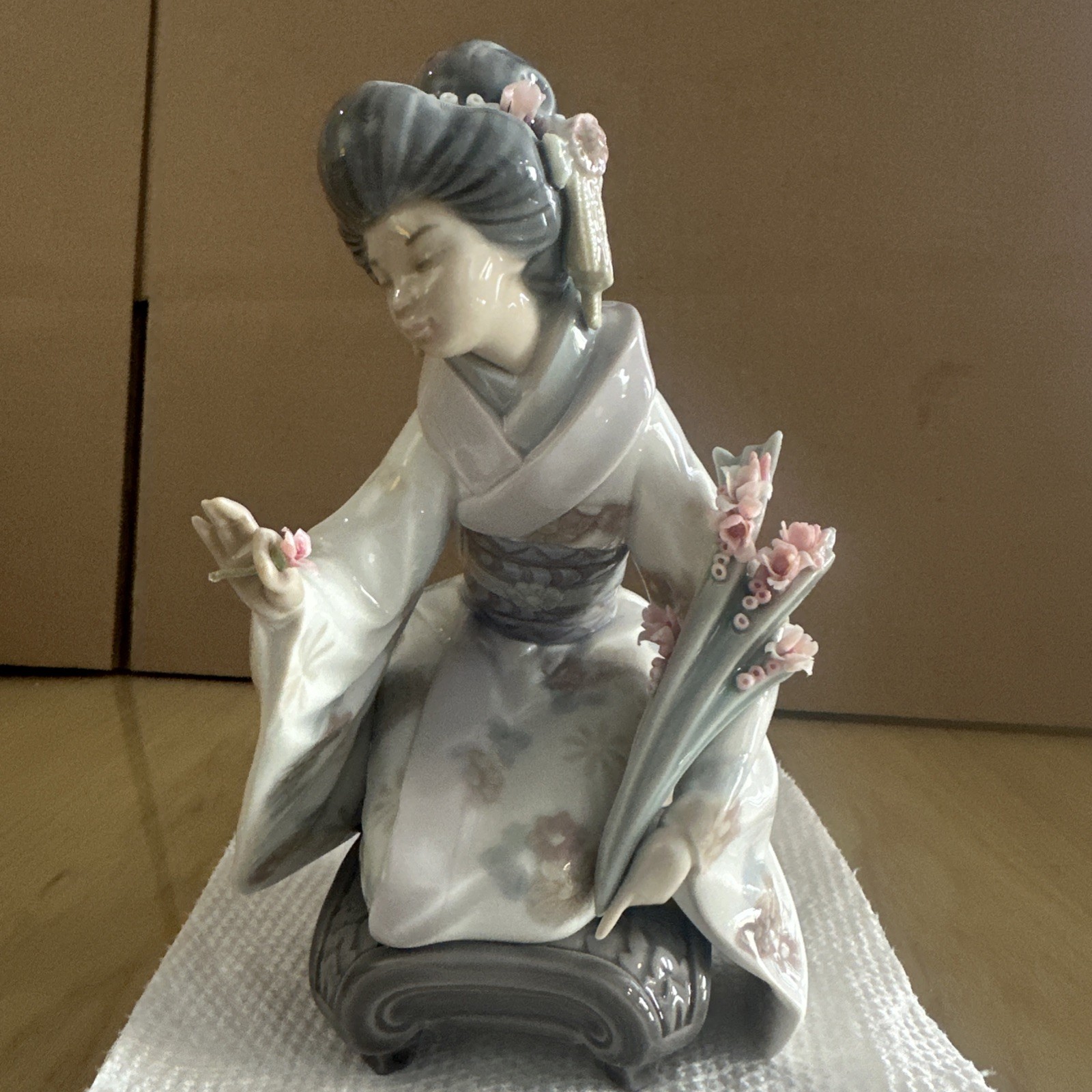 LLADRO Geisha 1450 Kiyoko, Oriental Girl Glossy Retired Geisha 7 Inch Vtg