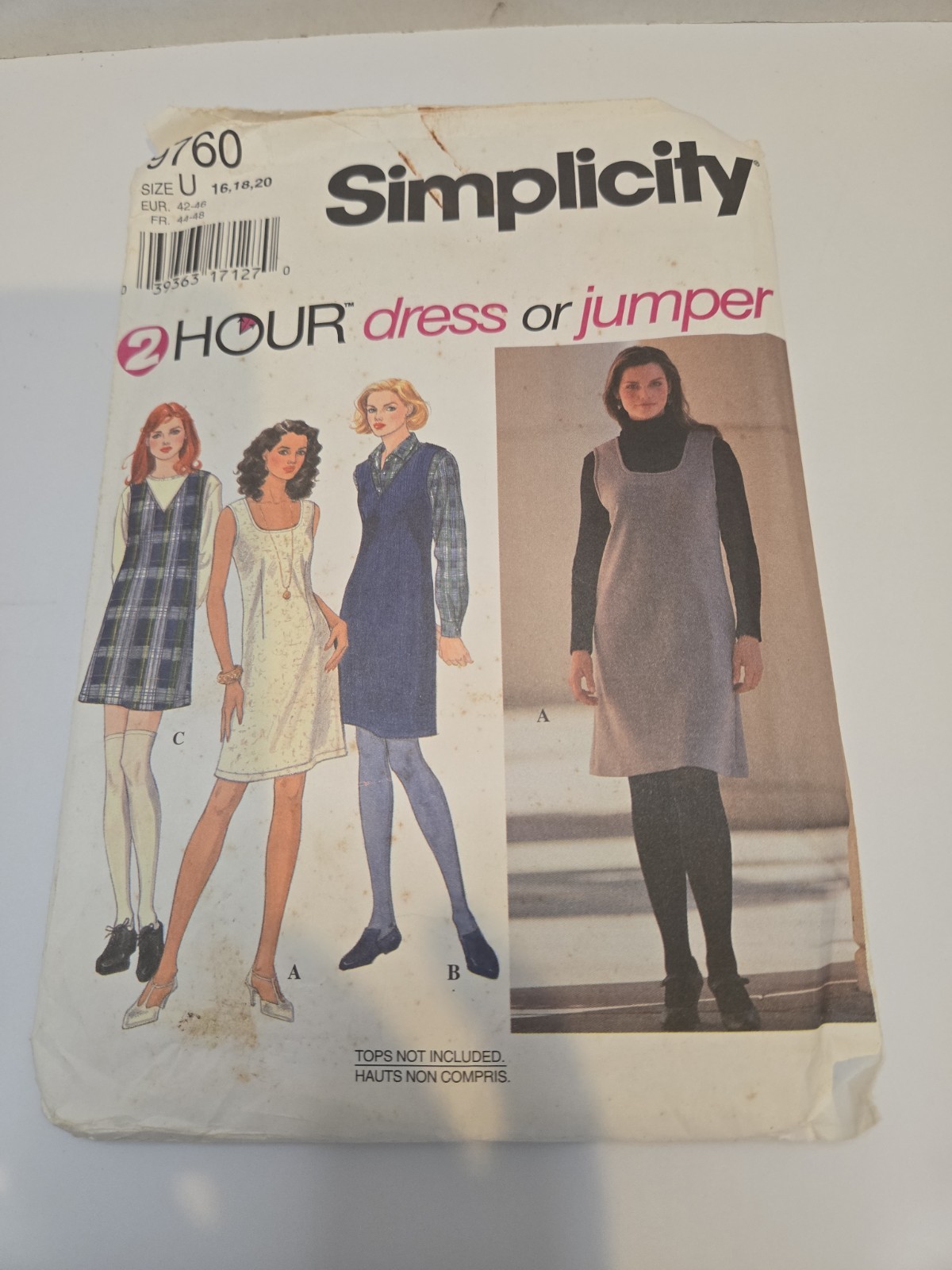 Vintage 1995 Simplicity Pattern 9760 Ladies Jumper, Size 16-20, Cut Vintage 1995 Simplicity Pattern 9760 Ladies Jumper, Size 16-20, Cut