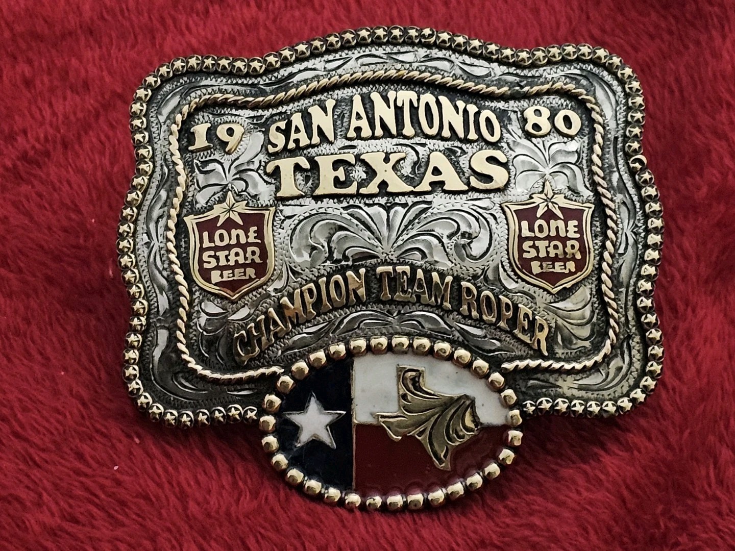 Lone Star Team Roping☆1980☆ RODEO X~TREME CHAMPION☆Texas☆TROPHY BUCKLE☆Rare☆T36