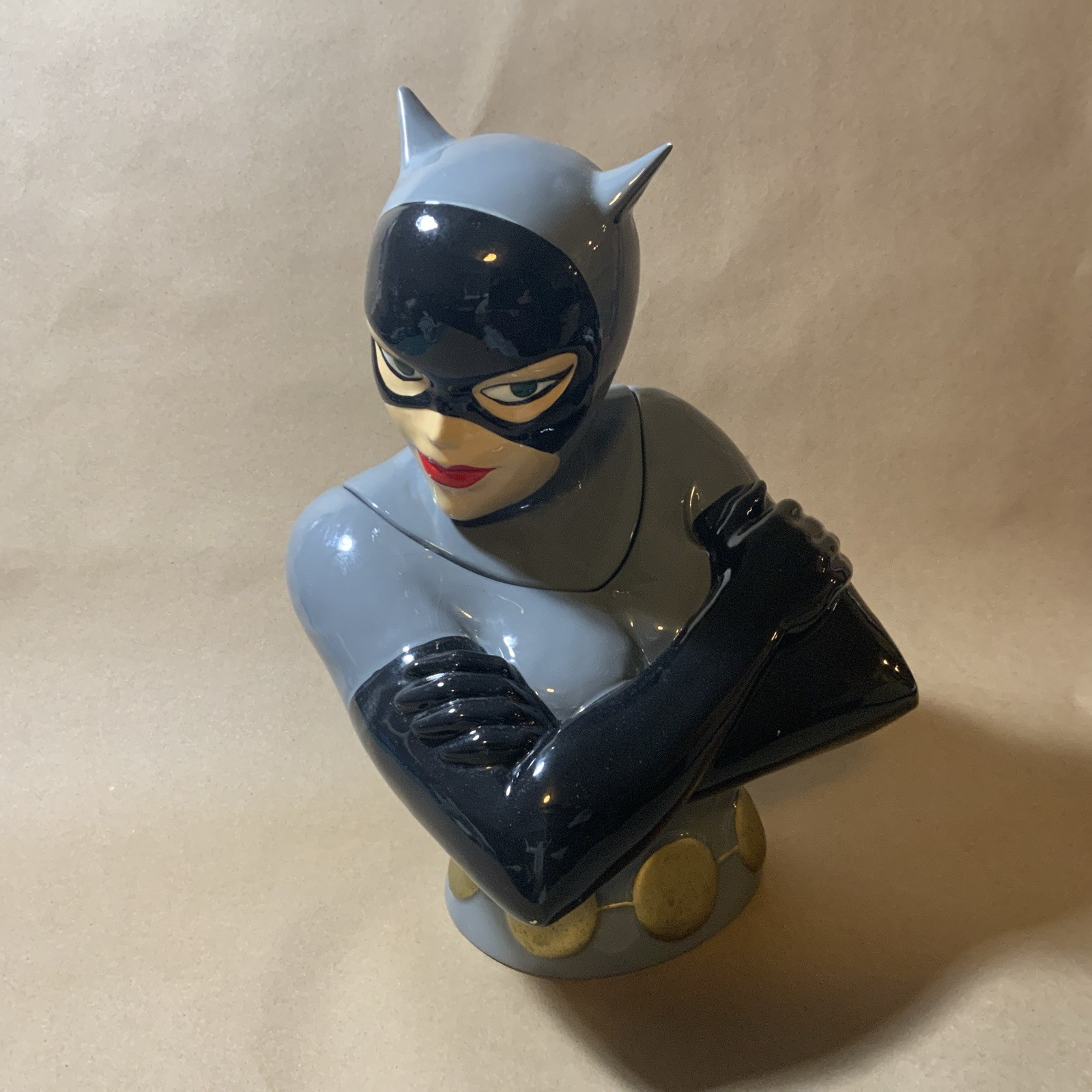 Vintage 1998 DC Comics Ceramic Cat Woman Cookie Jar