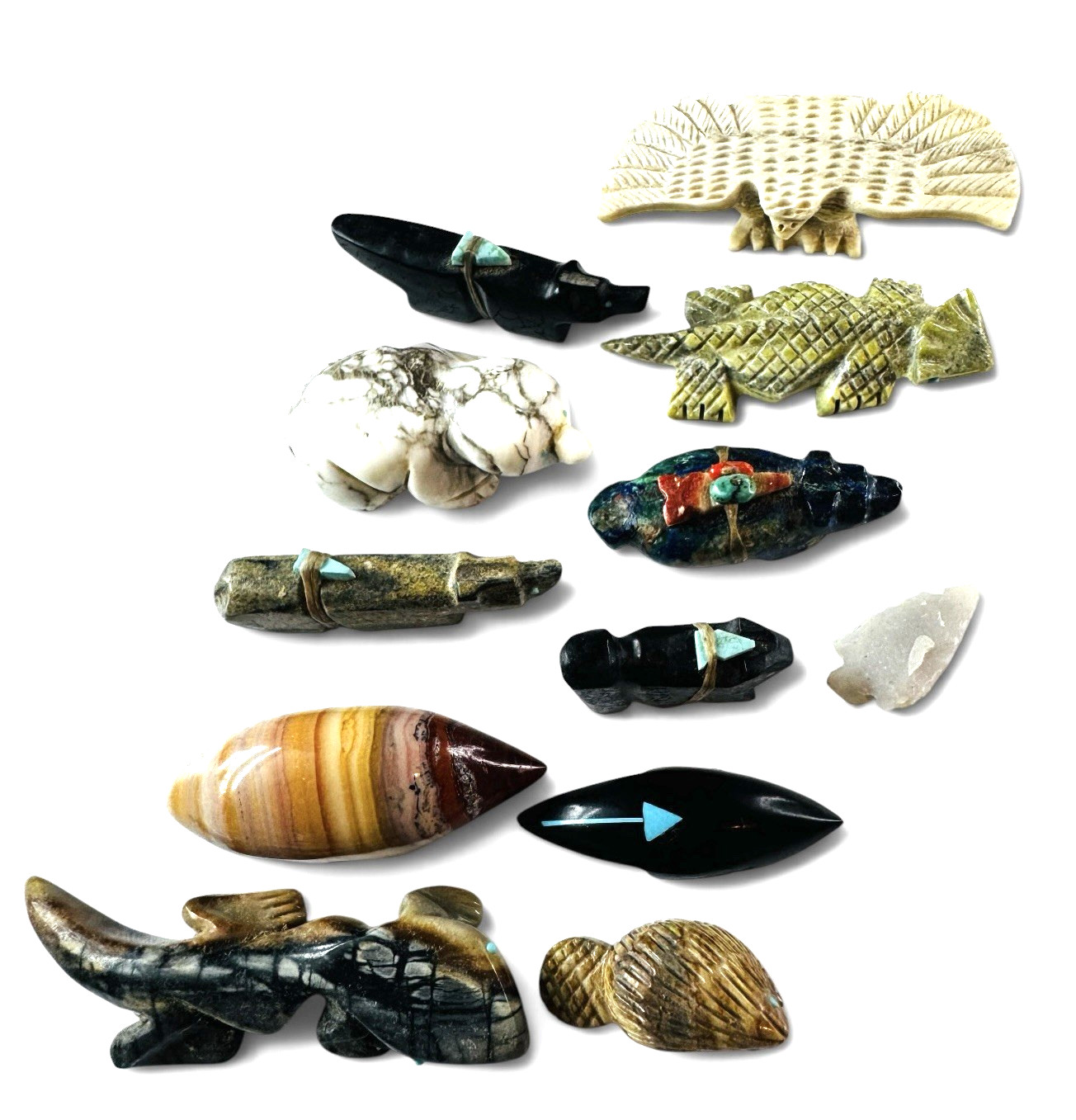 Zuni Fetish LOT -11 Original Hand Carved Pcs - Great Variety - Vintage 90\'s Zuni Fetish LOT -11 Original Hand Carved Pcs - Great Variety - Vintage 90\'s