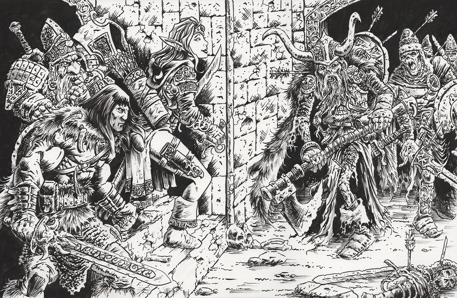 Death Stalks These Halls-OOAK Original Fantasy Drawing-DND-Dungeon Crawler-Myke Death Stalks These Halls-OOAK Original Fantasy Drawing-DND-Dungeon Crawler-Myke