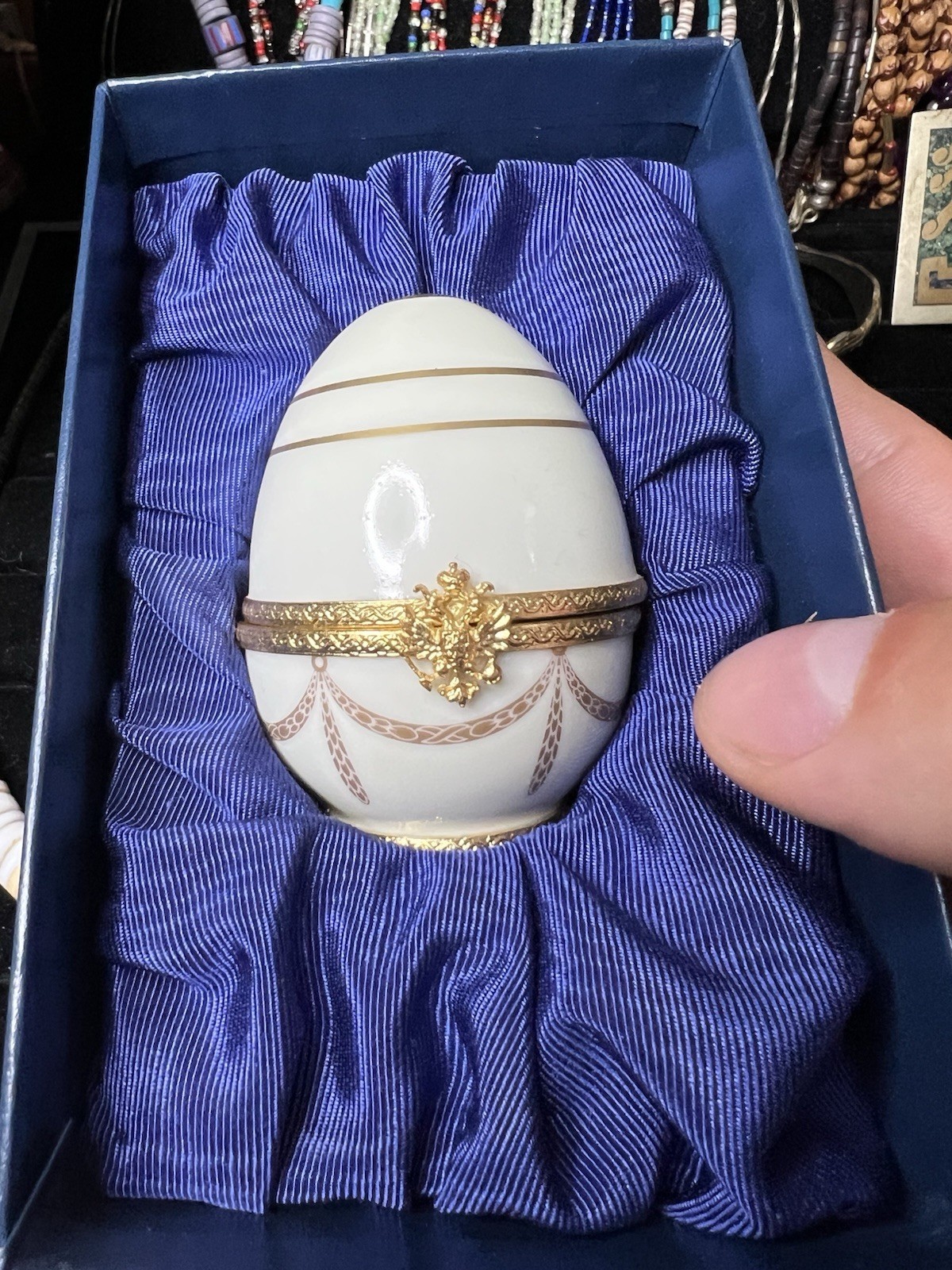 Faberge Petit Baby Egg With Bear Hand Signed By Tatiana Faberge