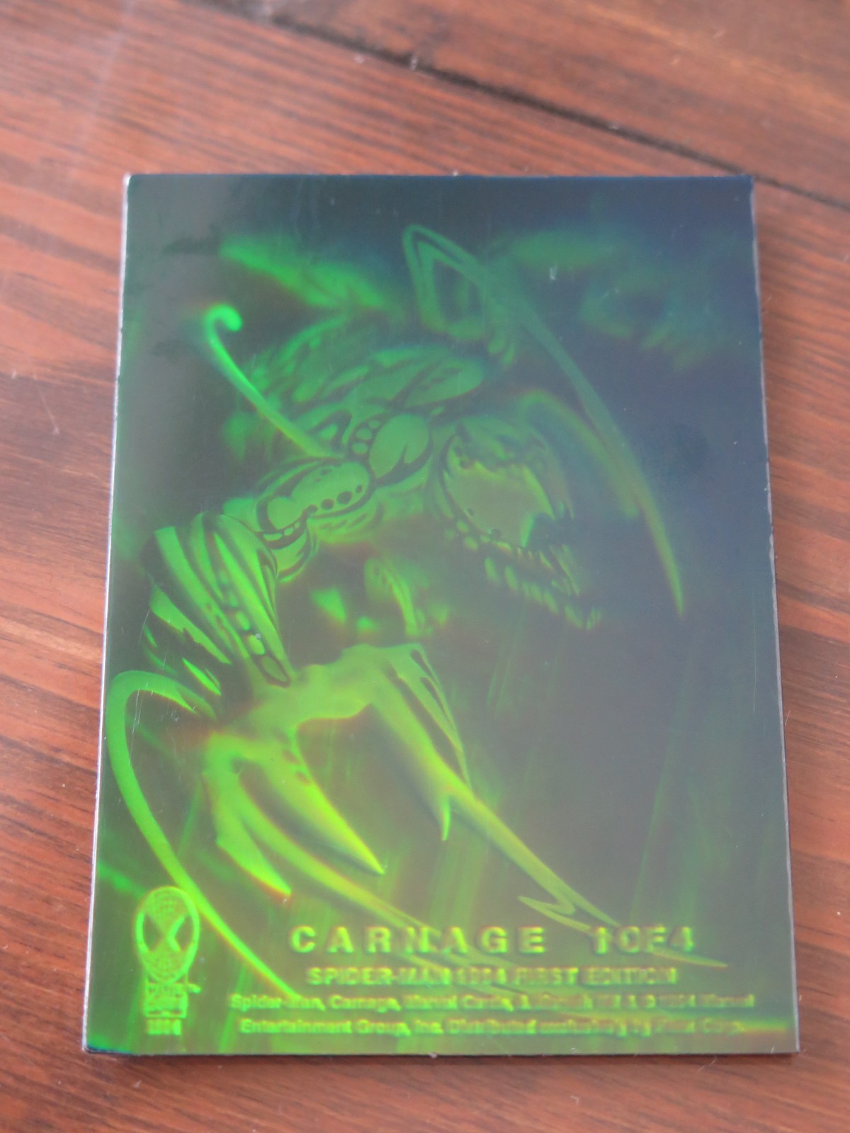 1994 AMAZING SPIDER-MAN 1ST EDITION HOLOGRAM 1 OF 4 CARNAGE GREEN CHASE CARD