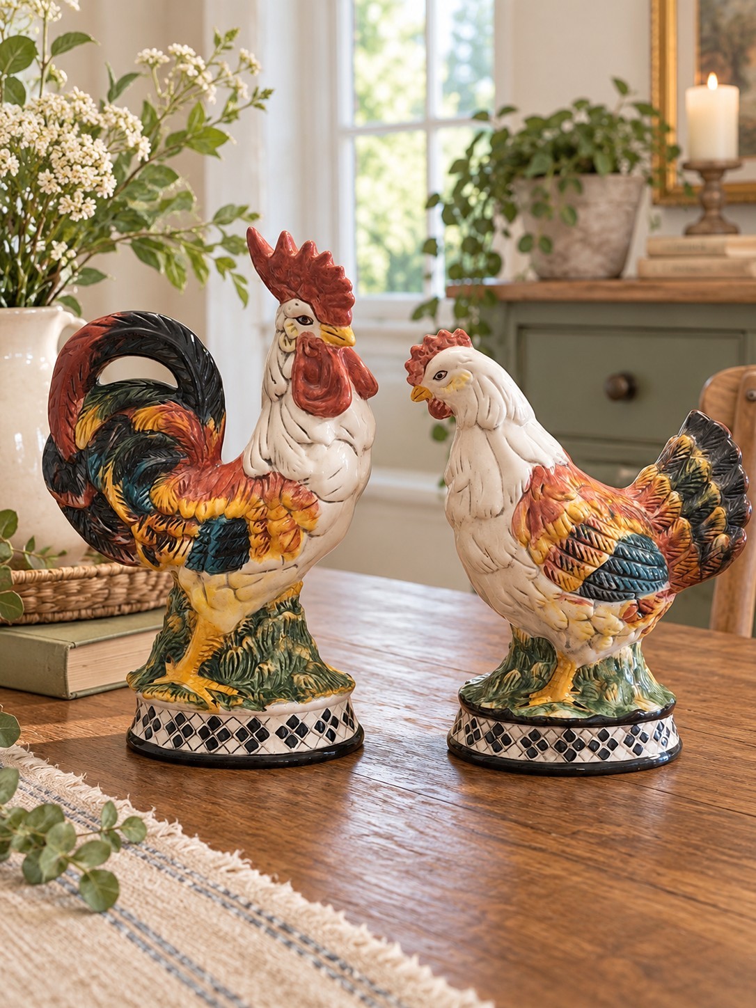 Vtg Large Rooster Hen Figurines Set Farmhouse Chicken Decor Country Kitchen Read Vtg Large Rooster Hen Figurines Set Farmhouse Chicken Decor Country Kitchen Read