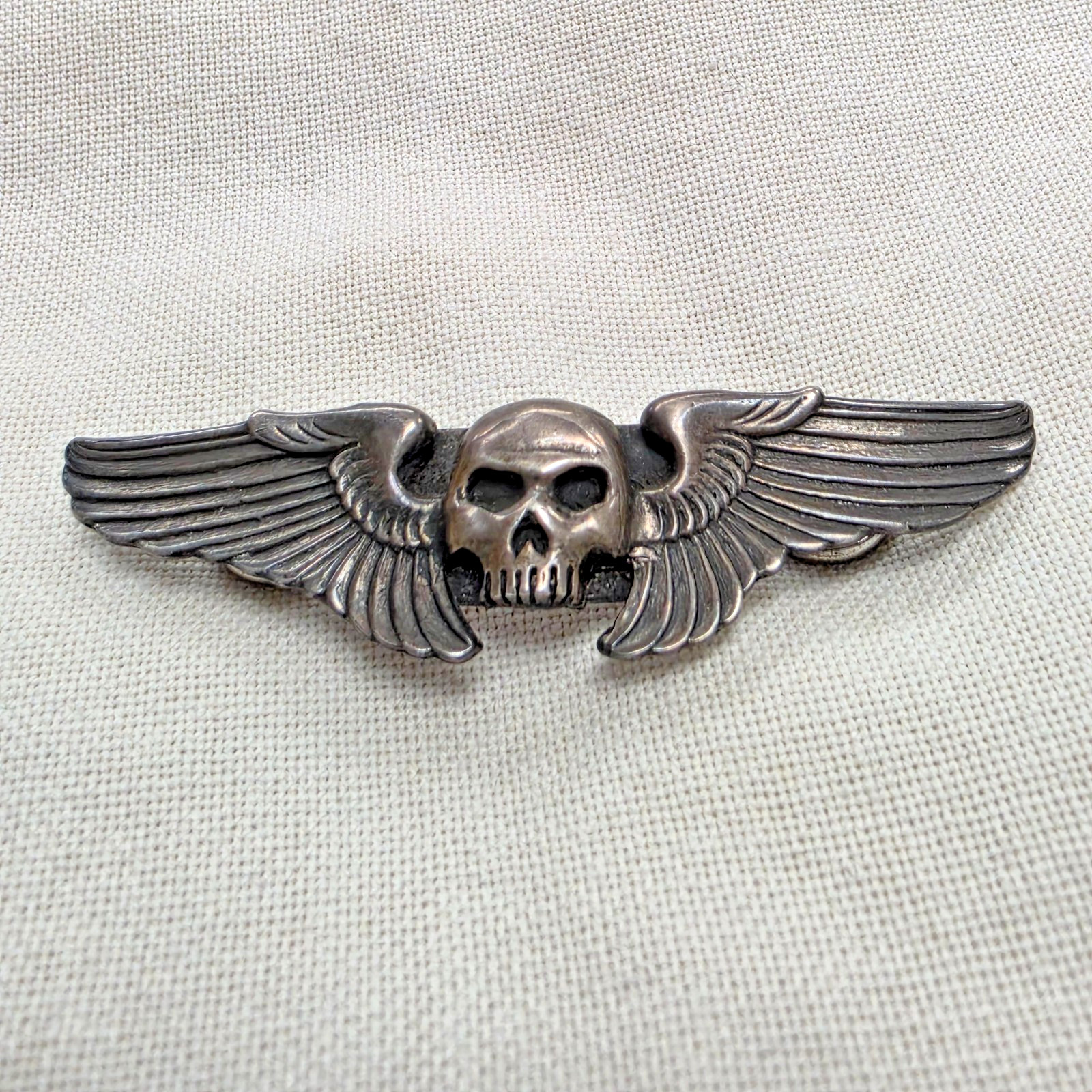 Sterling Winged Skull Biker Pin 925 Silver Skull USA Hells Angels Kenny Jimenez Sterling Winged Skull Biker Pin 925 Silver Skull USA Hells Angels Kenny Jimenez