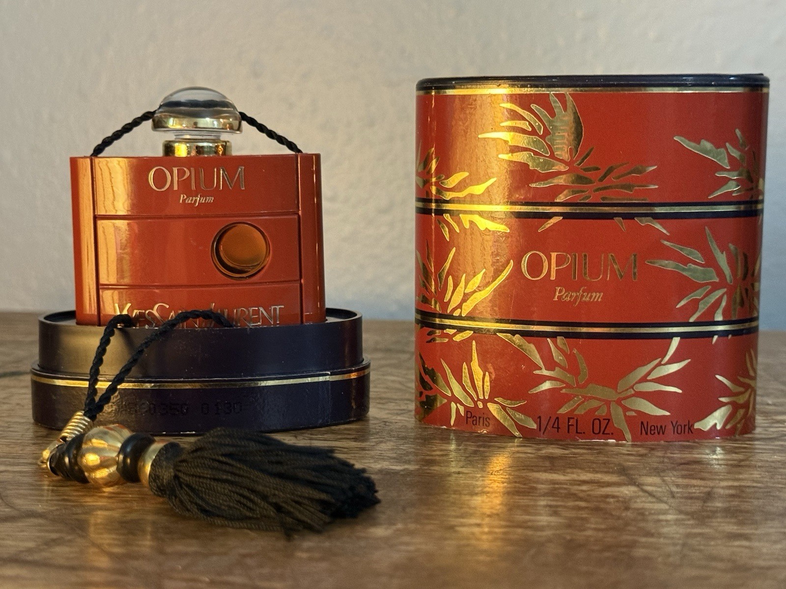 Vintage YSL Opium Eau de Toilette 1/4 oz FULL Original Orange Gold Box RARE